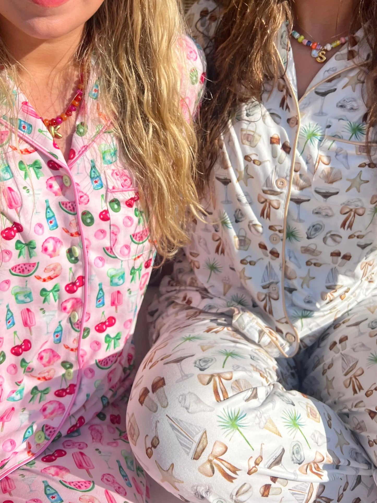 Neutral Coastal Cocktail - Short Sleeve + Pant Pajama Set KenzKustomz