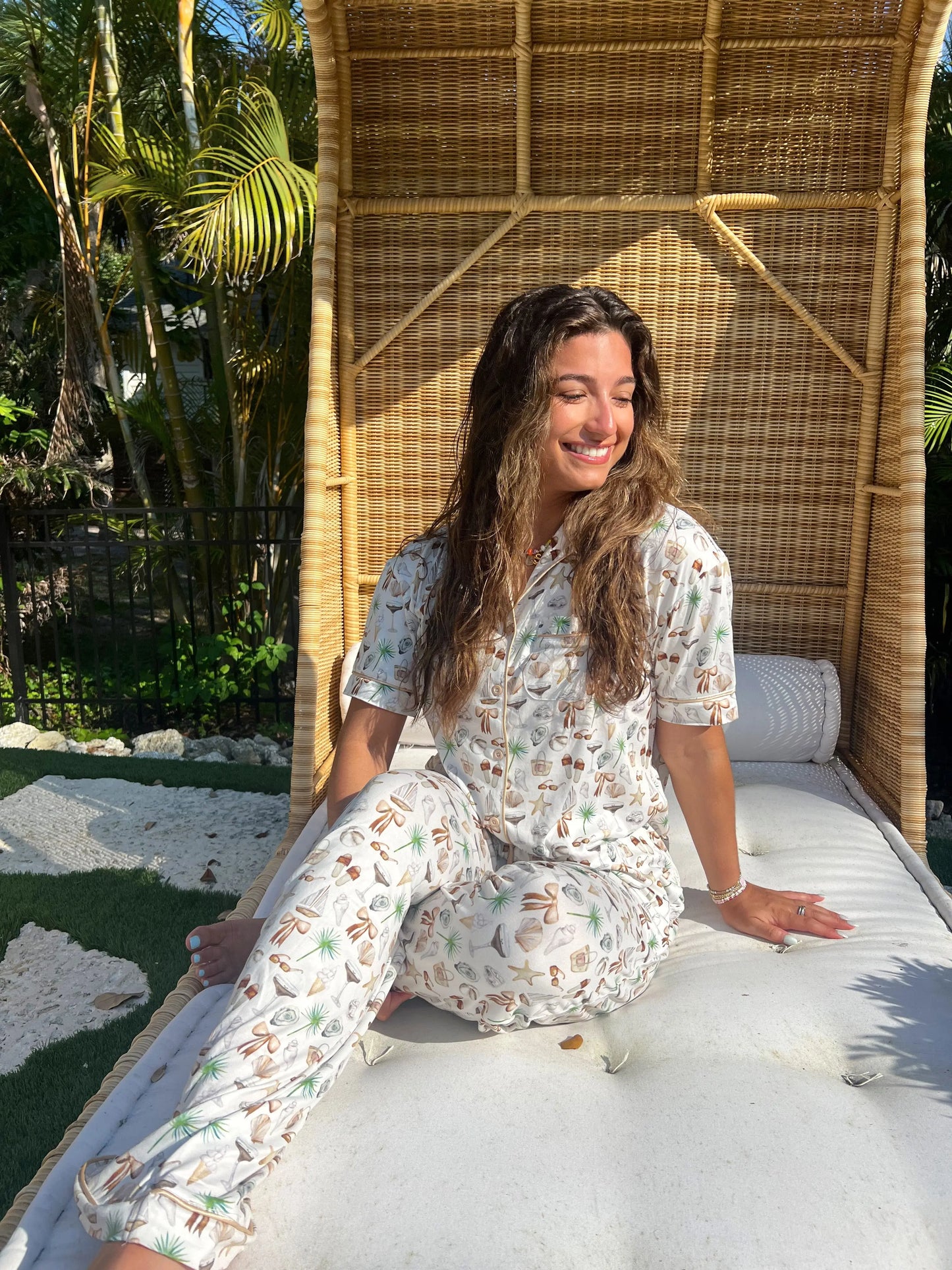 Neutral Coastal Cocktail - Short Sleeve + Pant Pajama Set KenzKustomz