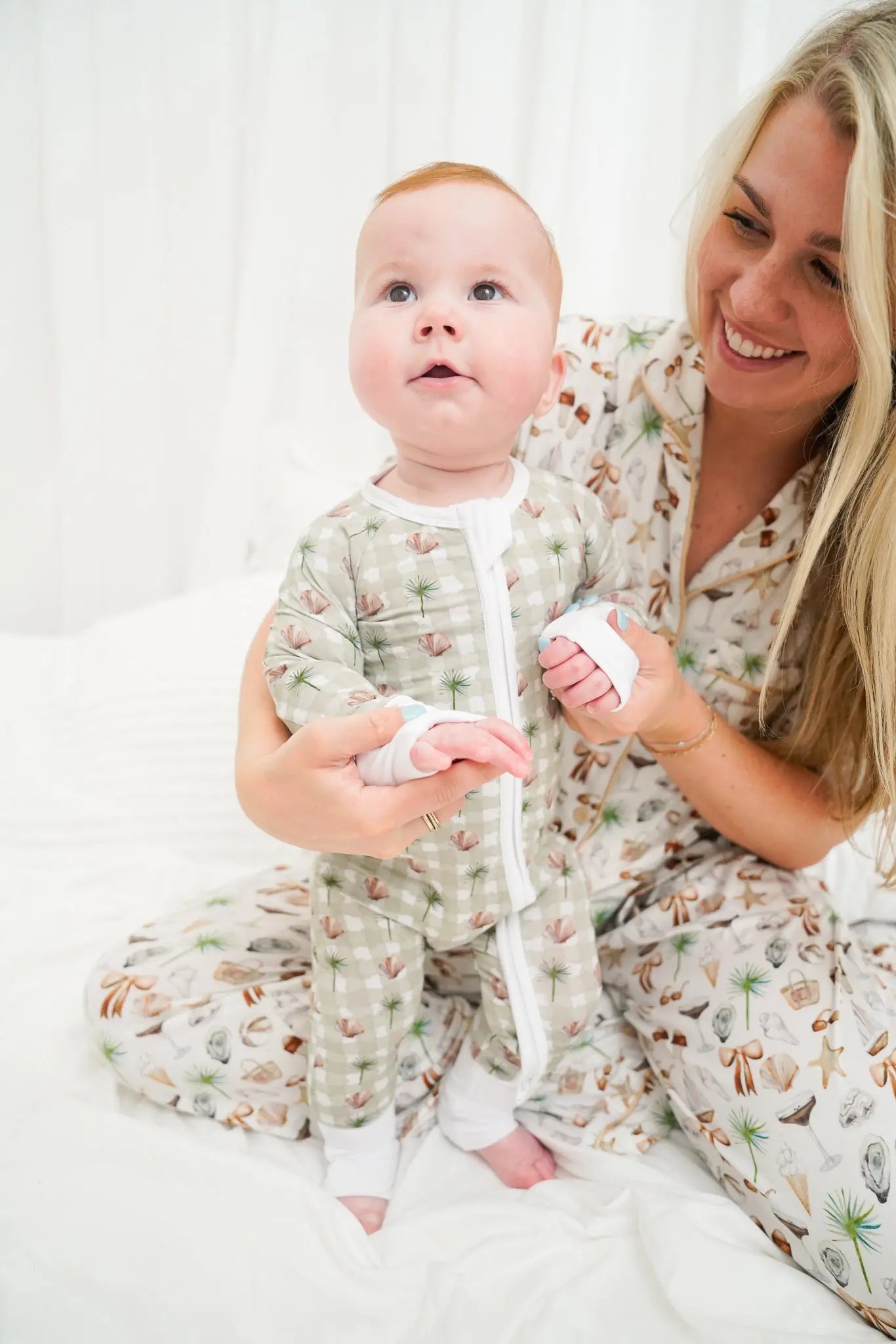Neutral Coastal Cocktail - Short Sleeve + Pant Pajama Set KenzKustomz