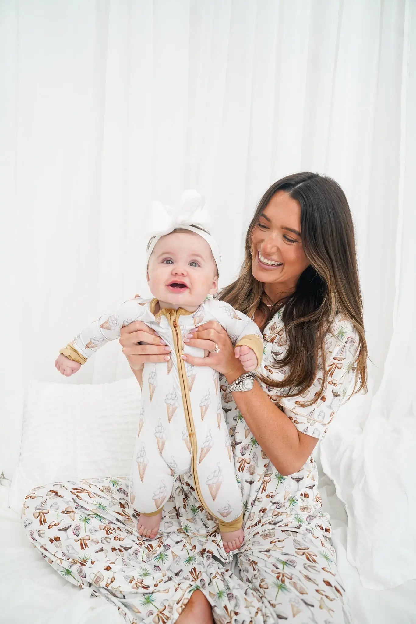 Neutral Coastal Cocktail - Short Sleeve + Pant Pajama Set KenzKustomz