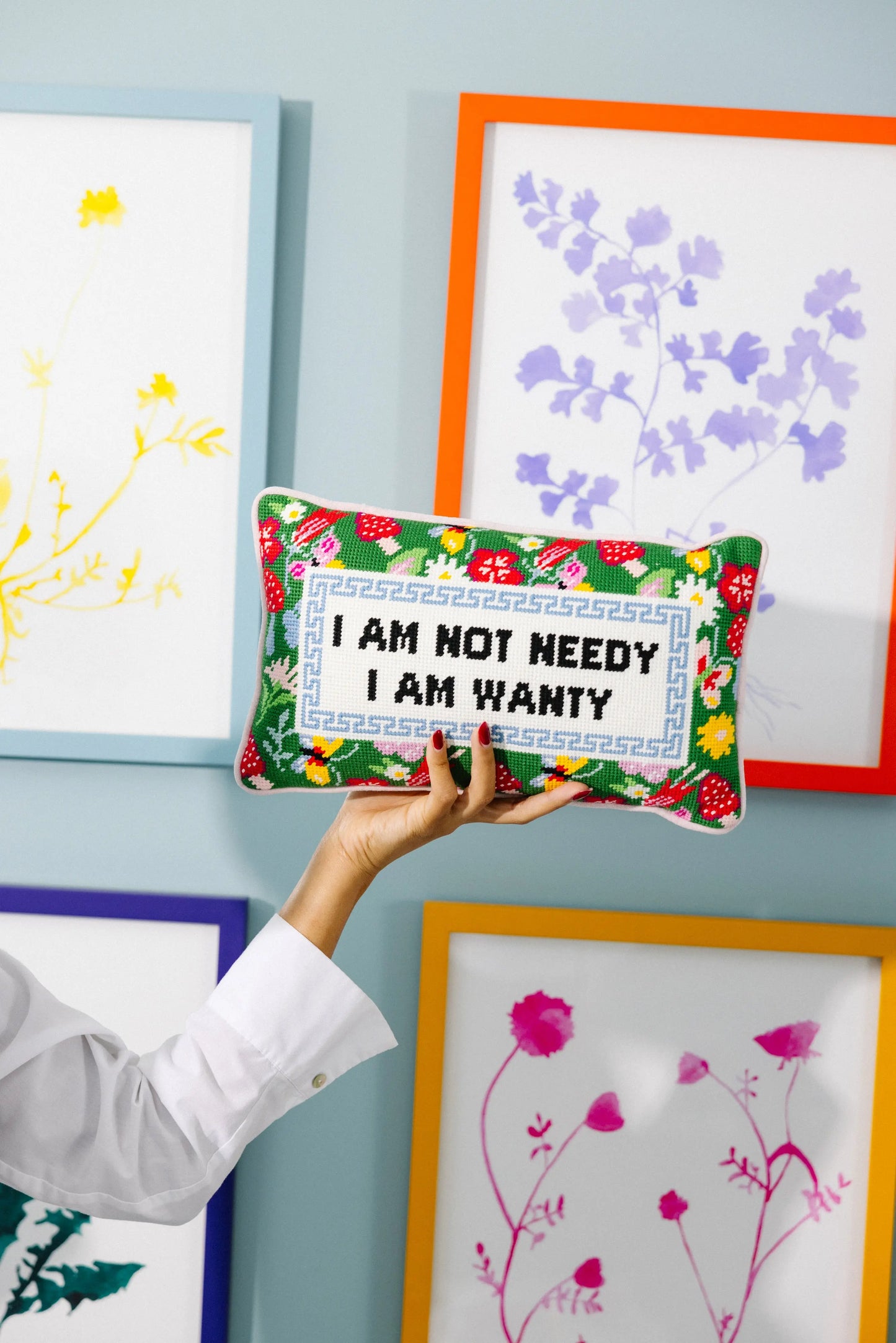 Not Needy Needlepoint Pillow Furbish Studio