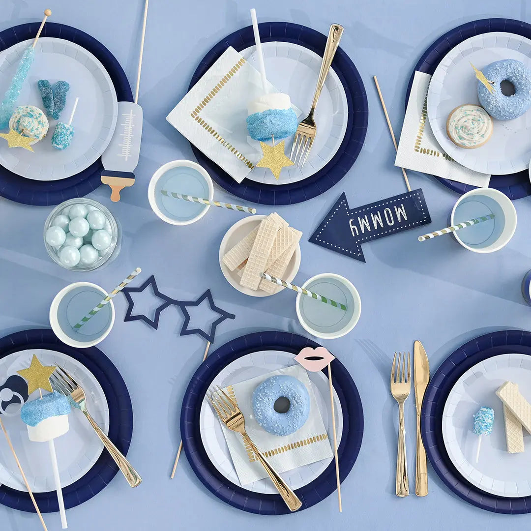 Pale Blue Brushstroke Cocktail Napkins (25 per pack) Coterie