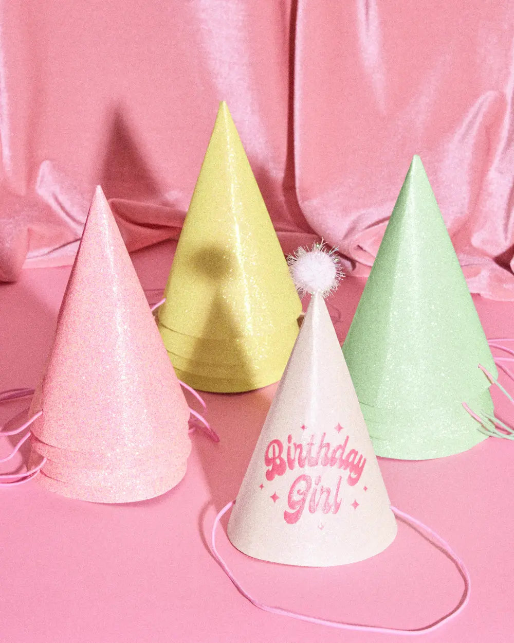 Pastel Party Hats - 13 glitter paper hats xo, Fetti
