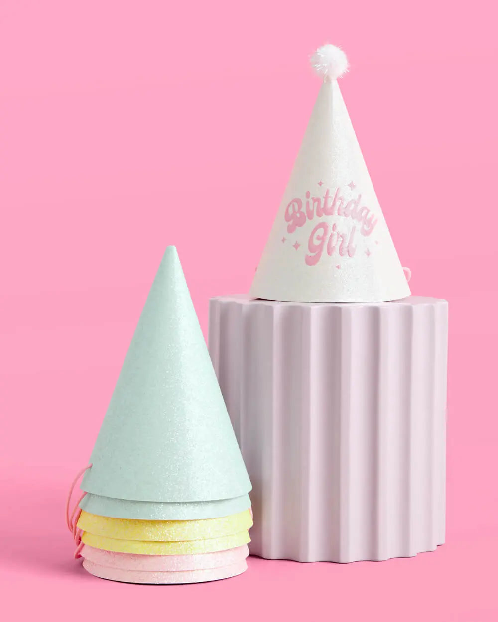 Pastel Party Hats - 13 glitter paper hats xo, Fetti