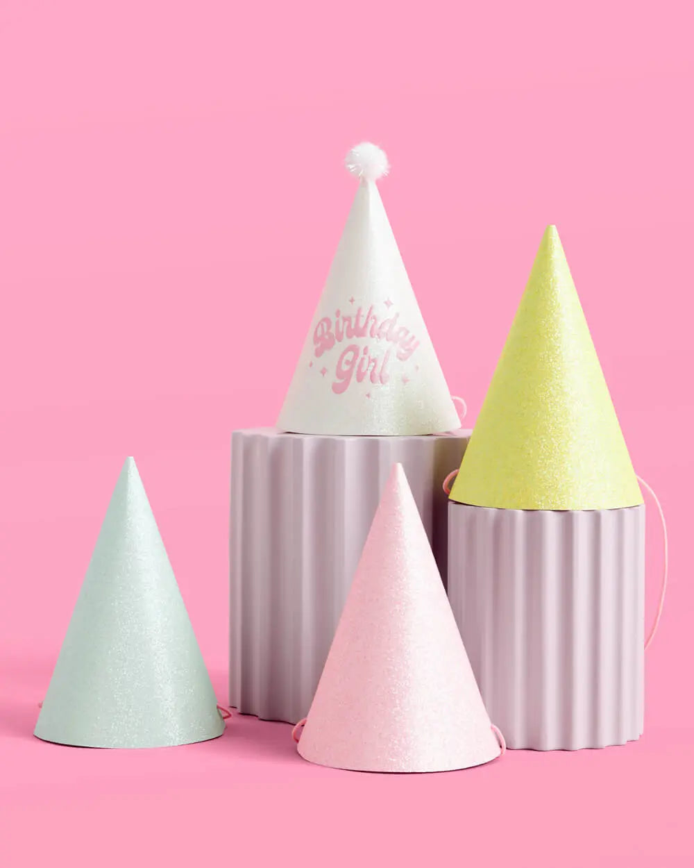 Pastel Party Hats - 13 glitter paper hats xo, Fetti