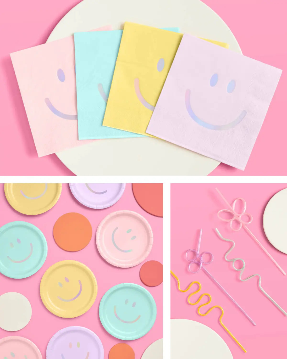 Pastel Party Starter Pack - Plates, Napkins + Straws xo, Fetti