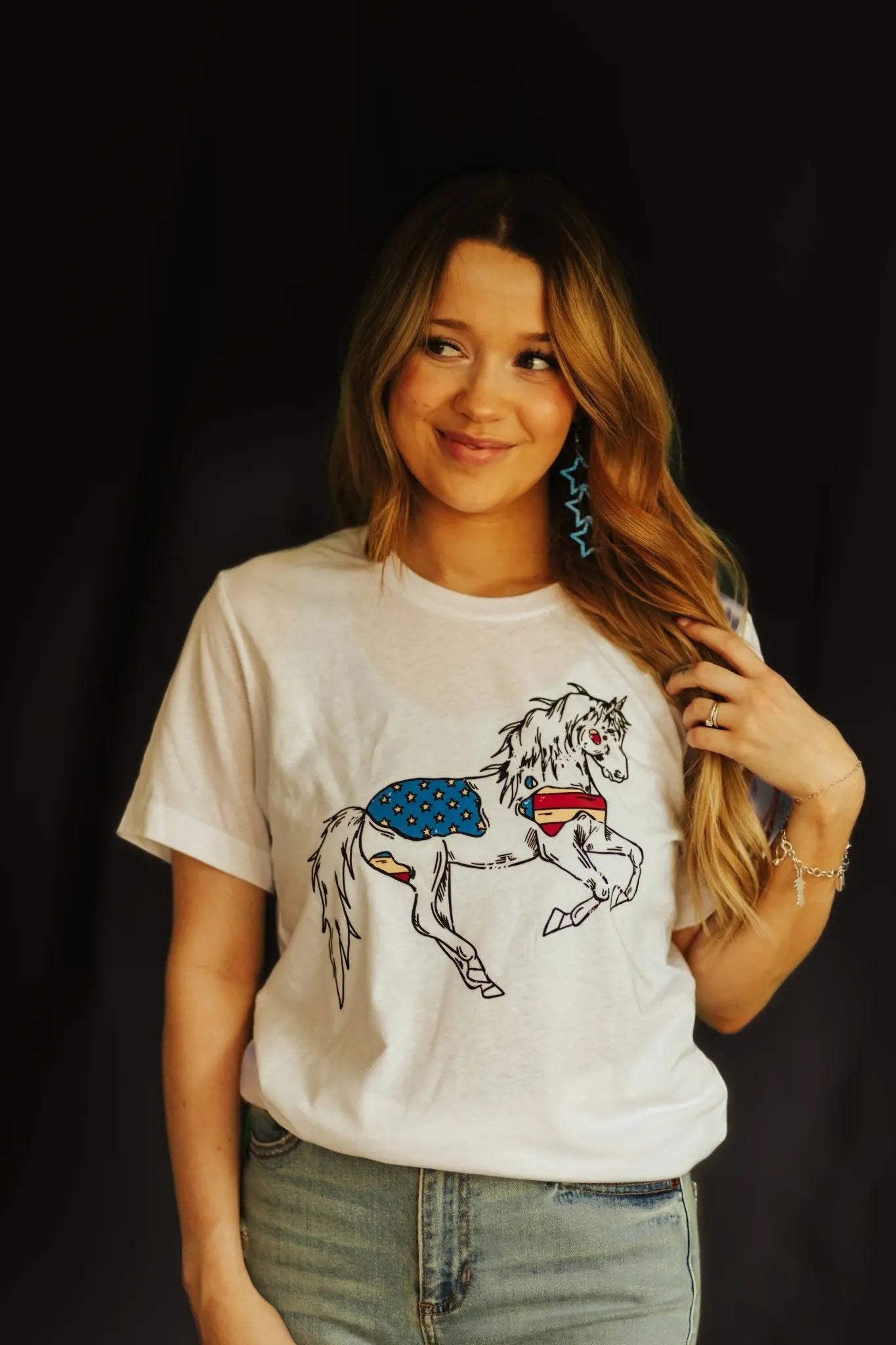 Patriotic USA Horse Western Graphic Tee Wild Junkie