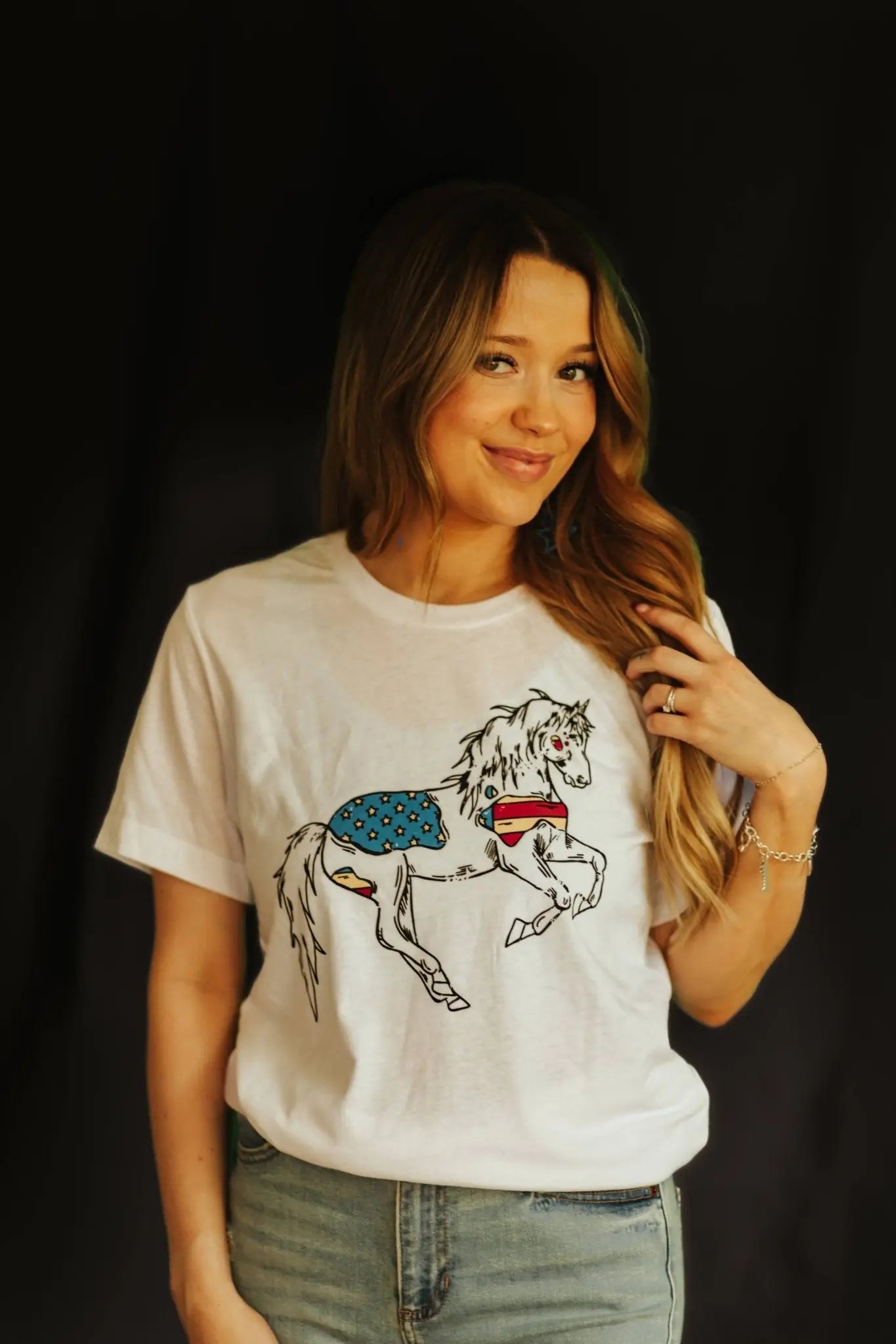 Patriotic USA Horse Western Graphic Tee Wild Junkie