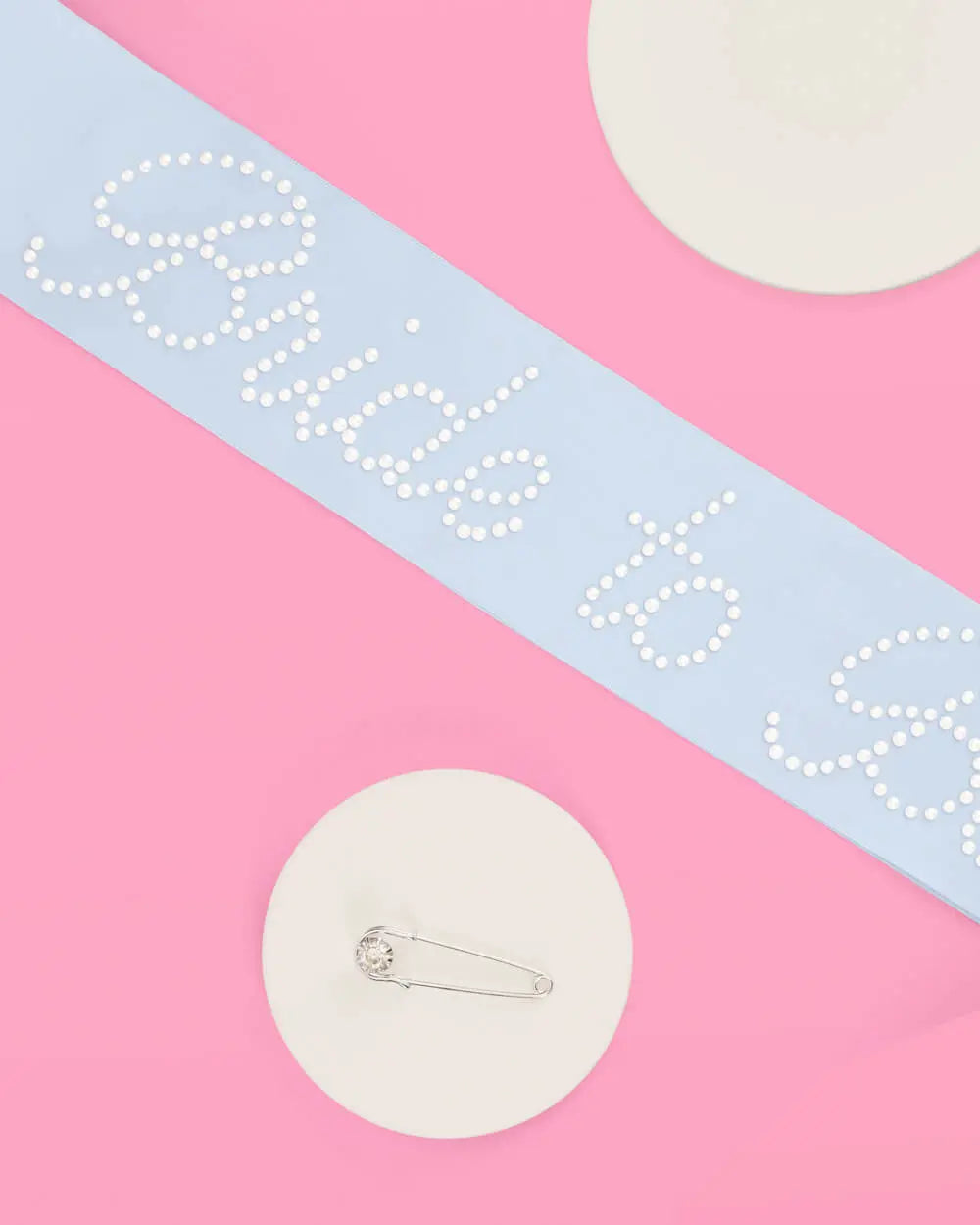 Pearl Blue Sash - blue silk + pearls xo, Fetti