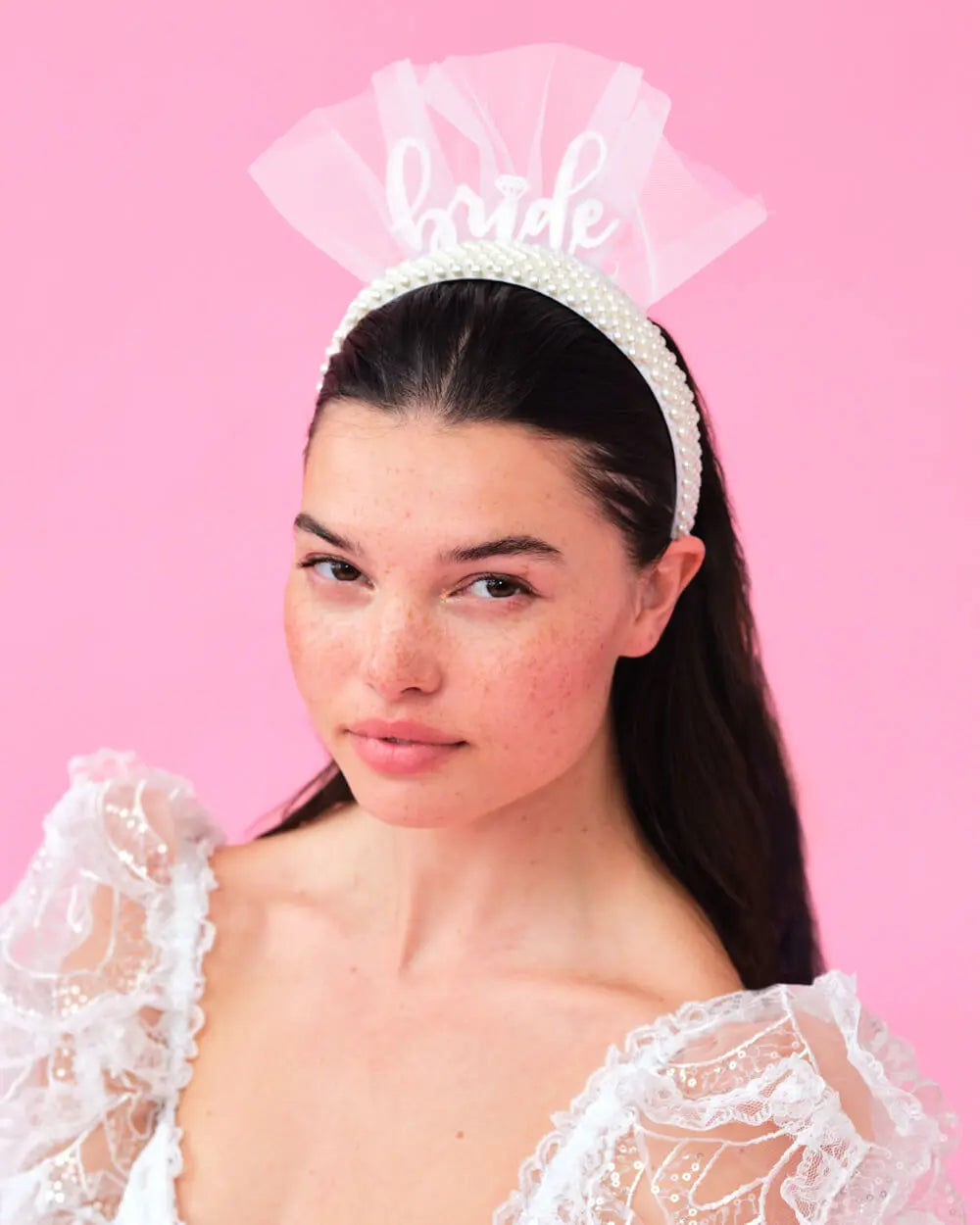 Pearlfect Headband - white bride headband xo, Fetti