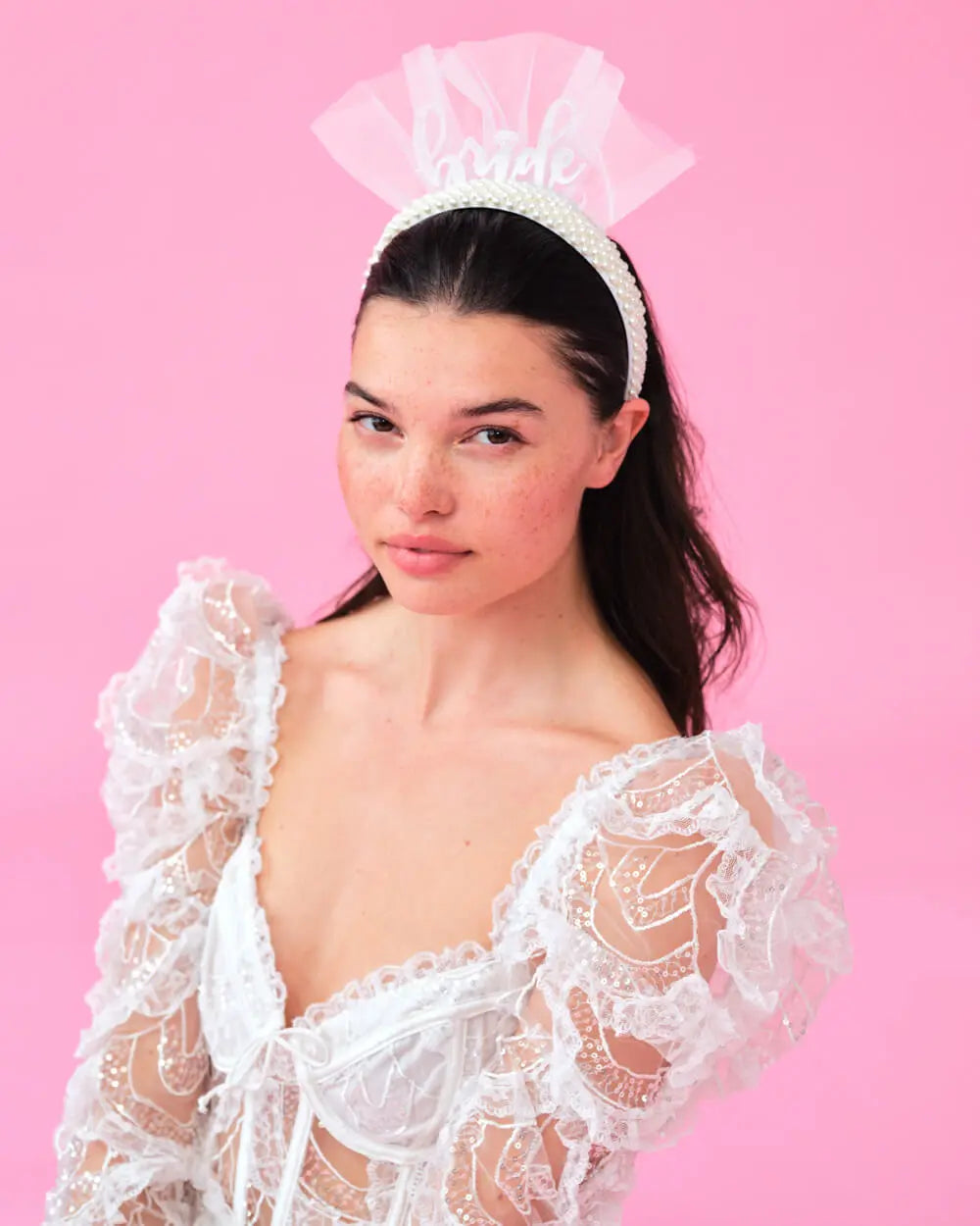 Pearlfect Headband - white bride headband xo, Fetti