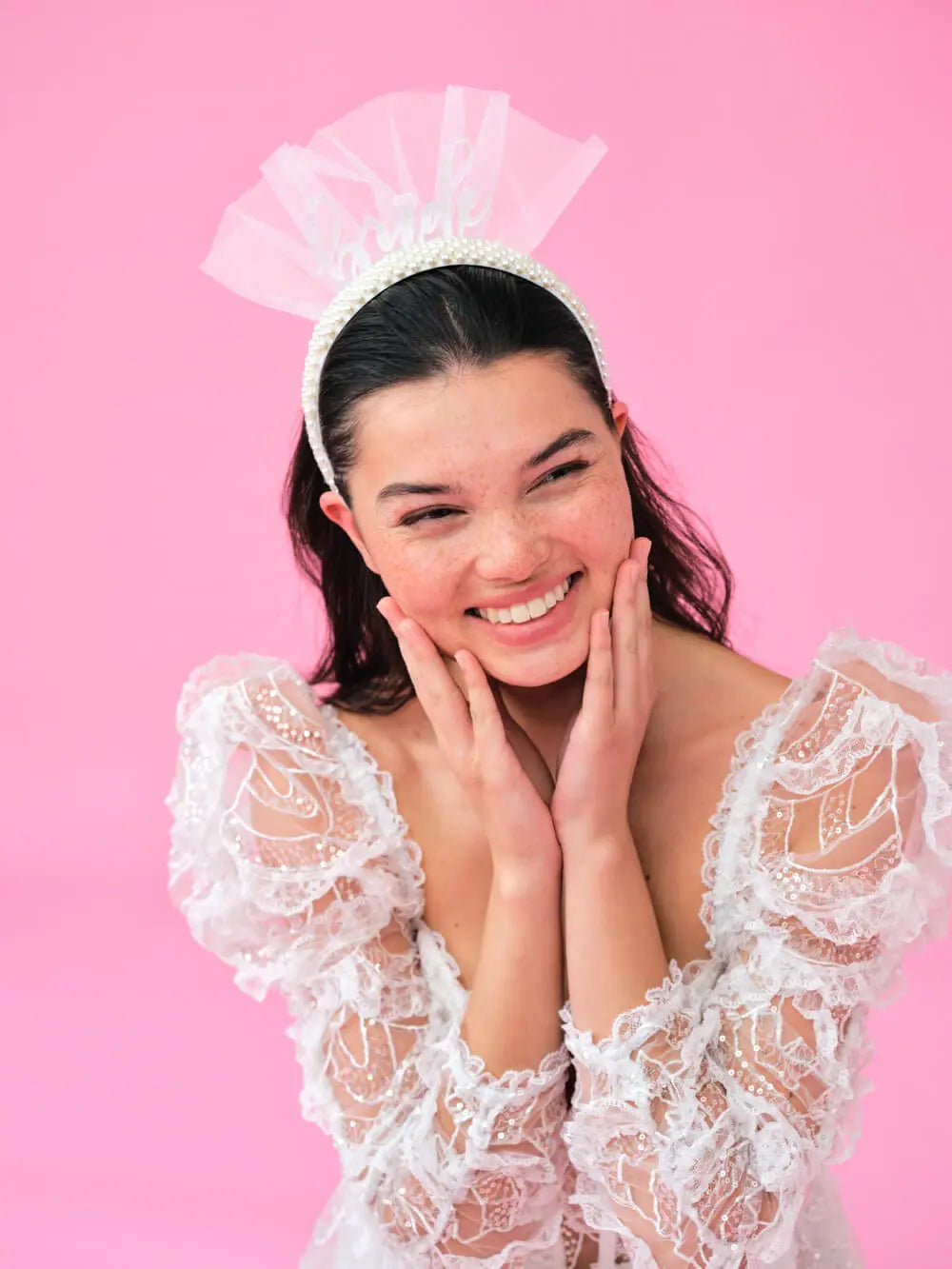 Pearlfect Headband - white bride headband xo, Fetti