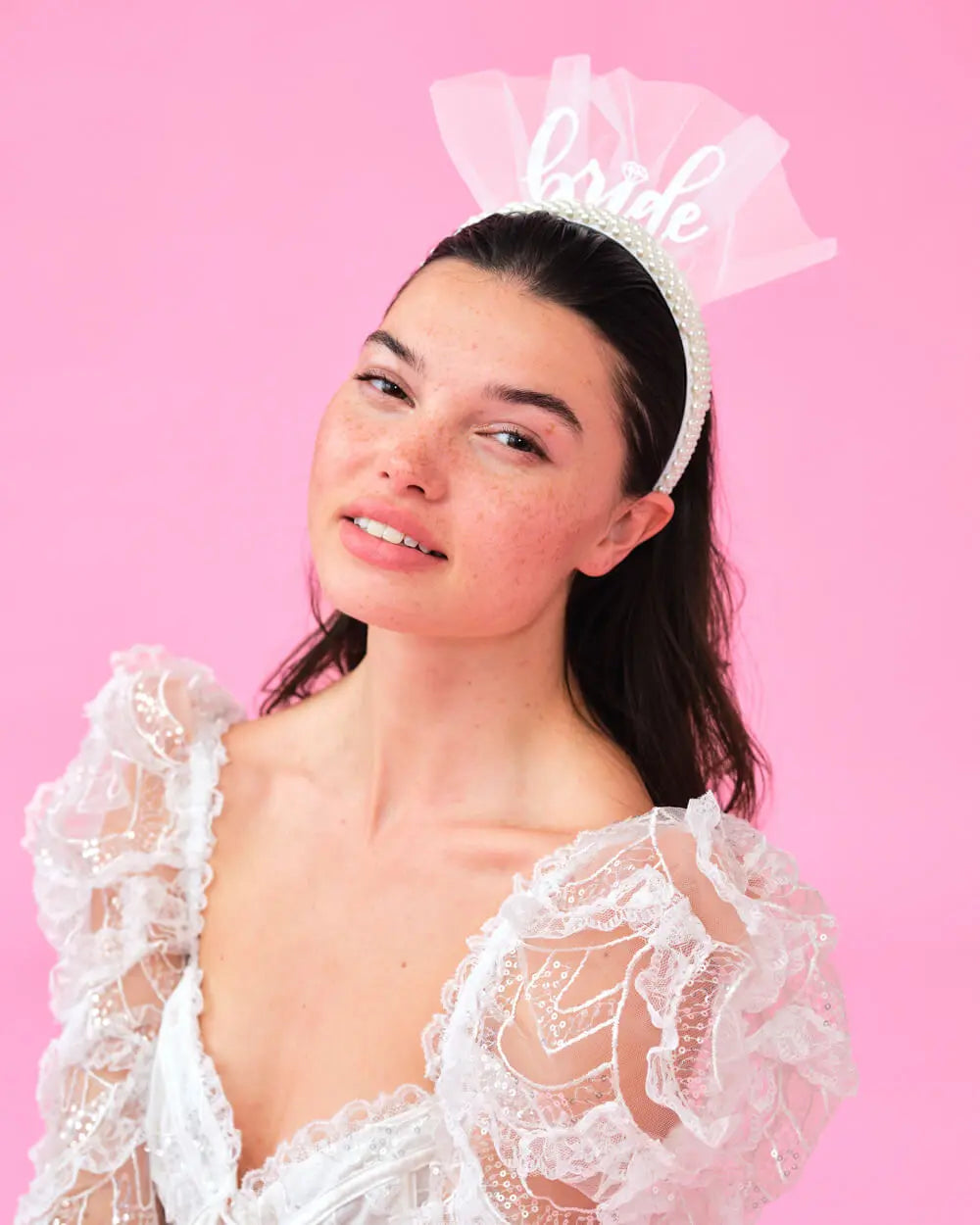 Pearlfect Headband - white bride headband xo, Fetti