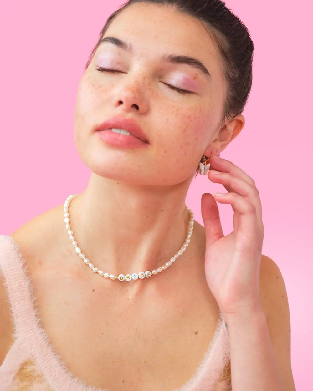 Pearlfect Necklace - beaded bride necklace xo, Fetti