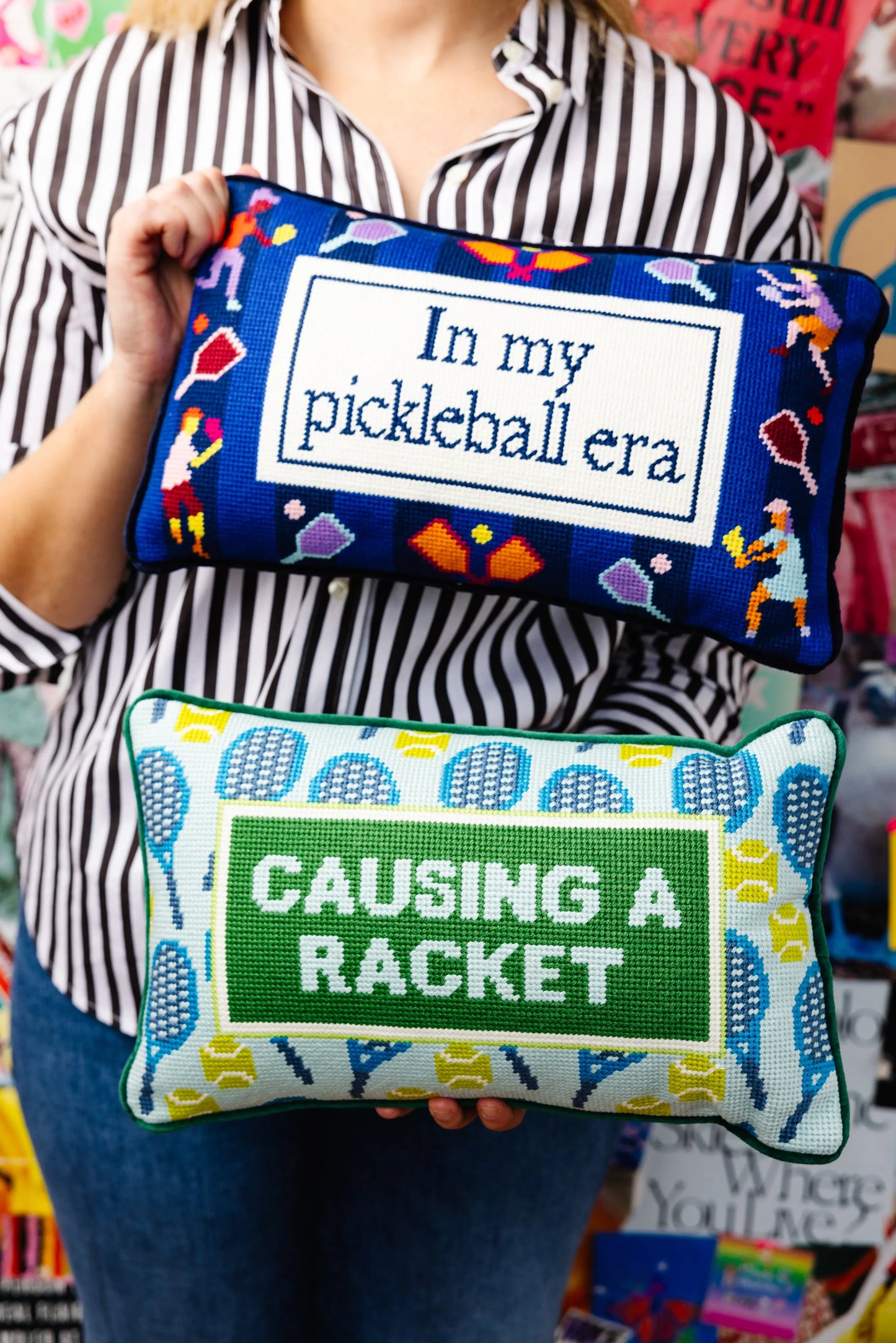 Pickleball Era Needlepoint Pillow Furbish Studio