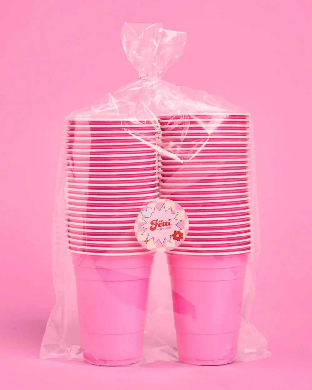 Pink Friday Cups - 50 matte pink 16 oz cups xo, Fetti
