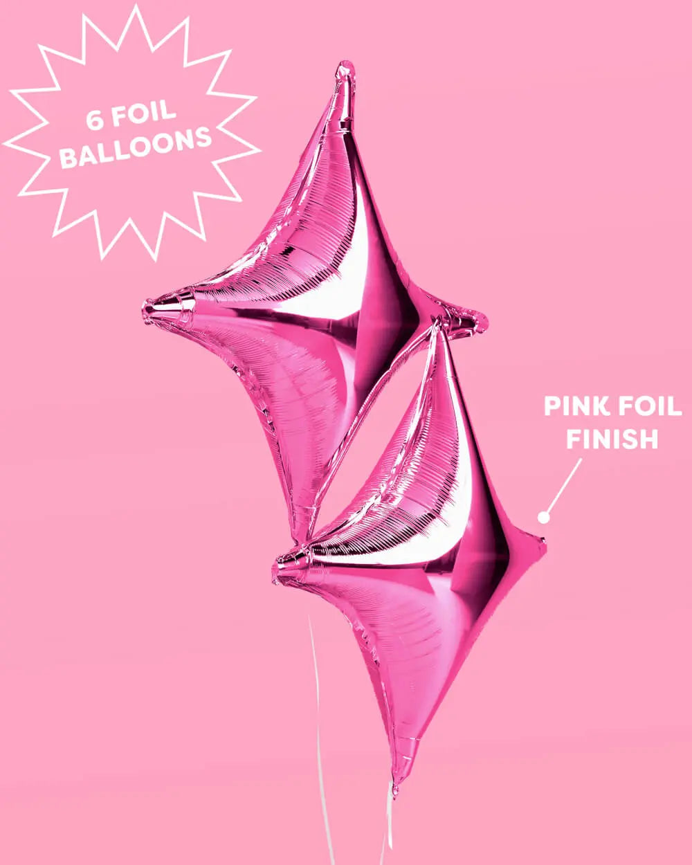 Pink Sparkle Balloon - 6 pc pink foil set xo, Fetti