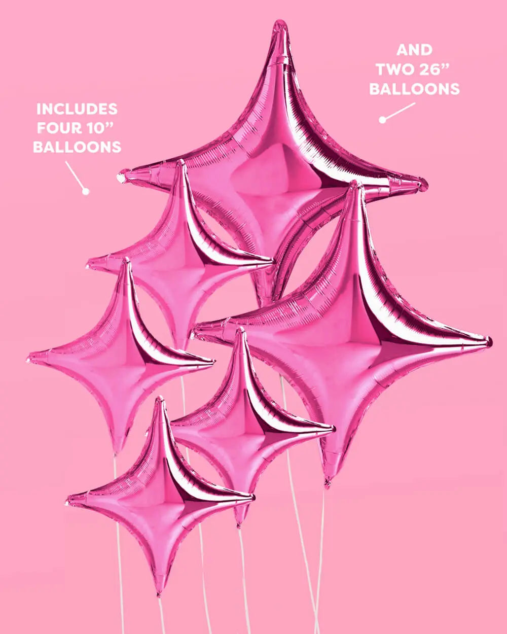 Pink Sparkle Balloon - 6 pc pink foil set xo, Fetti