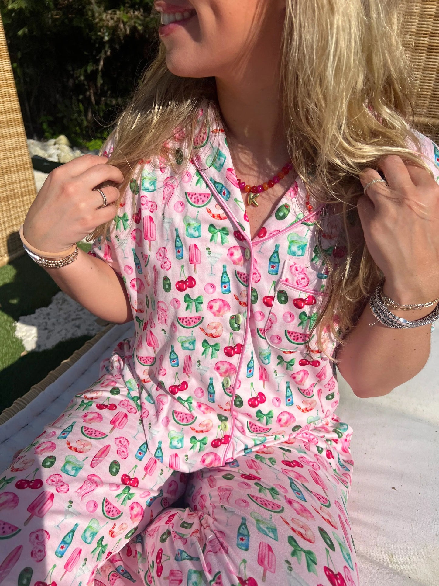 Pink Summer Spritz - Short Sleeve + Pant Pajama Set KenzKustomz