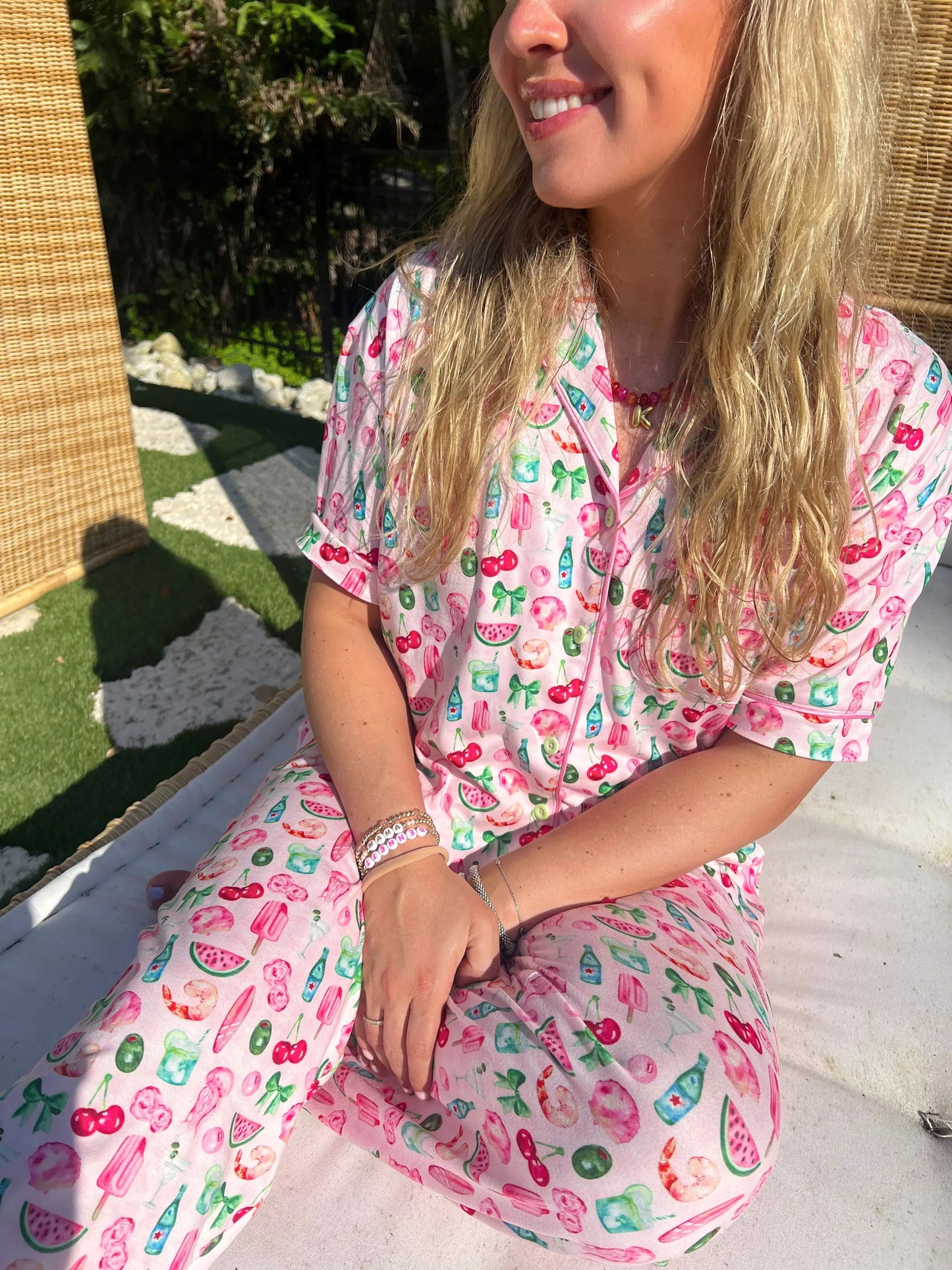 Pink Summer Spritz - Short Sleeve + Pant Pajama Set KenzKustomz