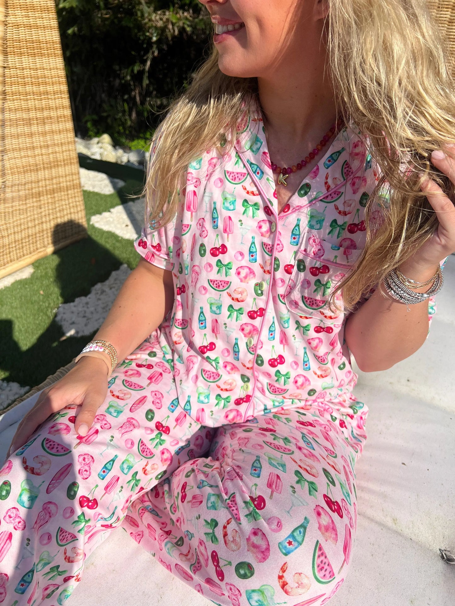 Pink Summer Spritz - Short Sleeve + Pant Pajama Set KenzKustomz