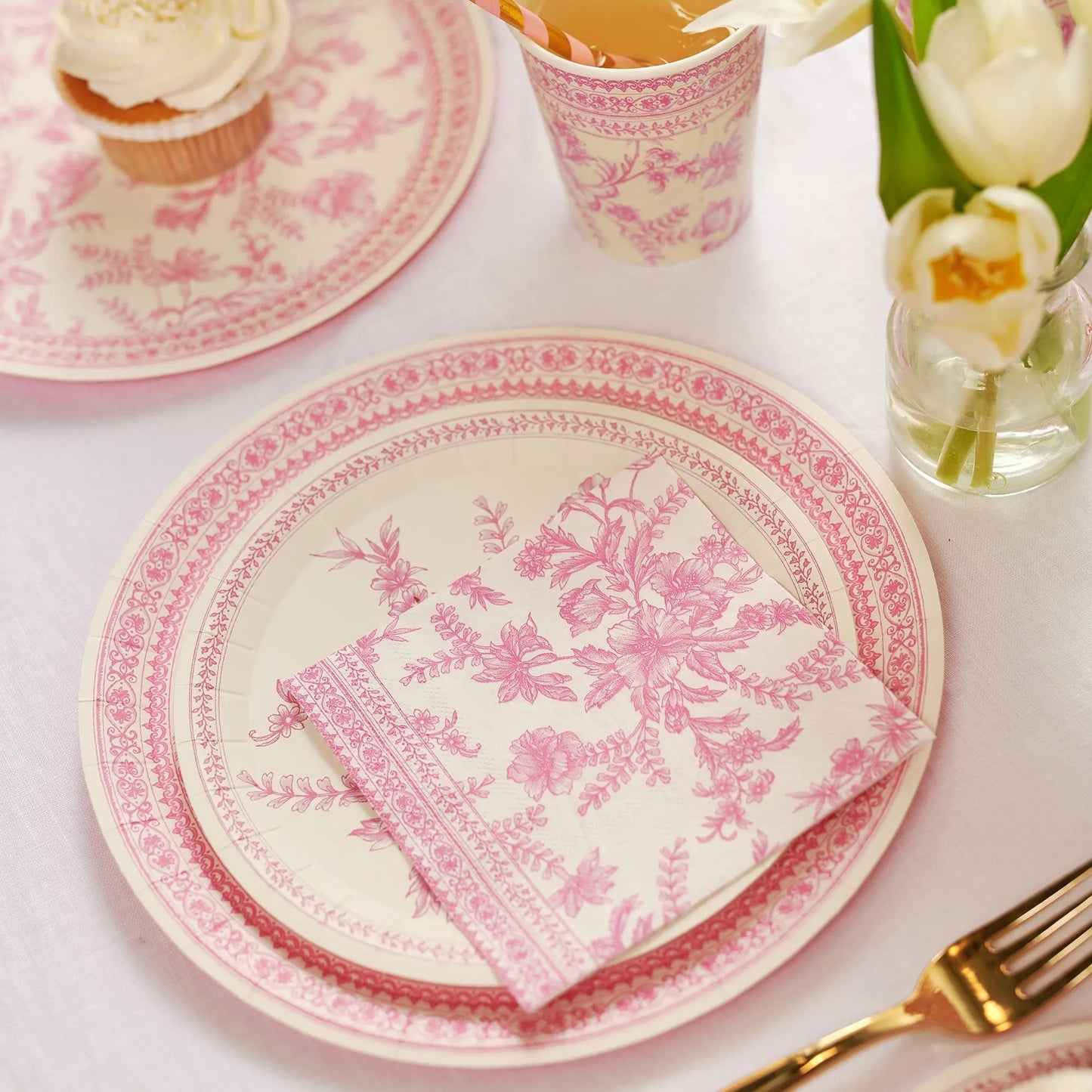Pink Toile Cocktail Napkins (25 per pack) Coterie