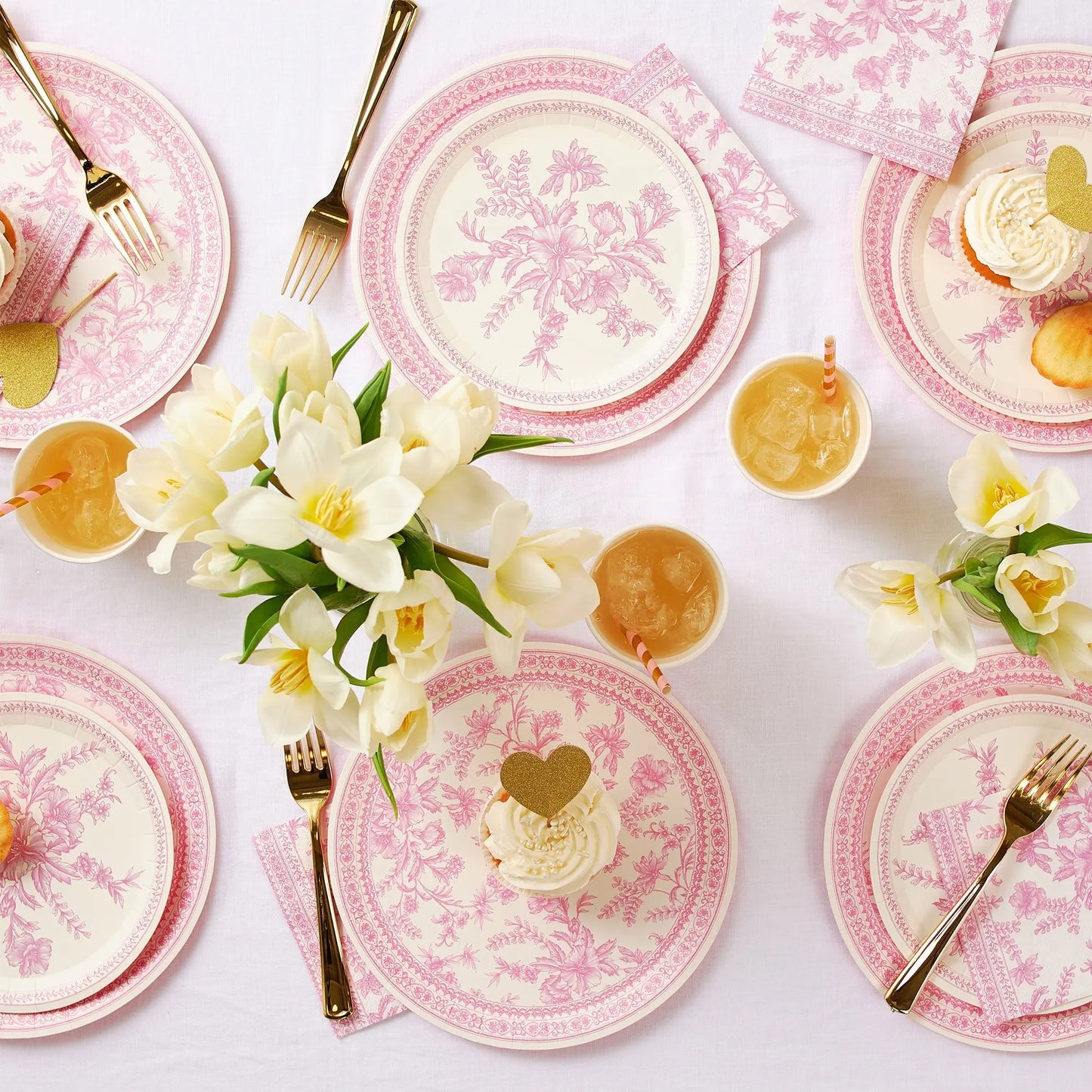 Pink Toile Large Plates (10 per pack) Coterie
