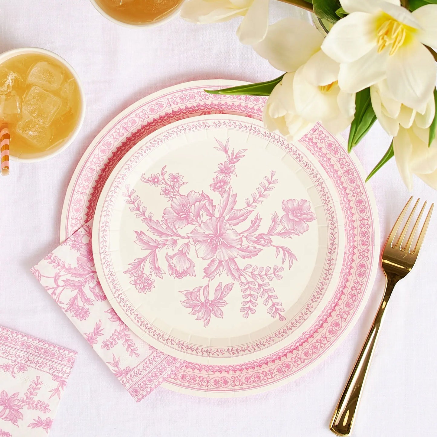 Pink Toile Small Plates (10 per pack) Coterie