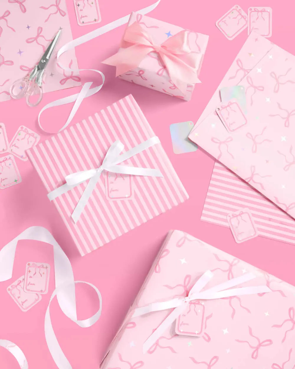 Pretty in Pink Wrapping Paper - 12 sheets + 16 tags xo, Fetti