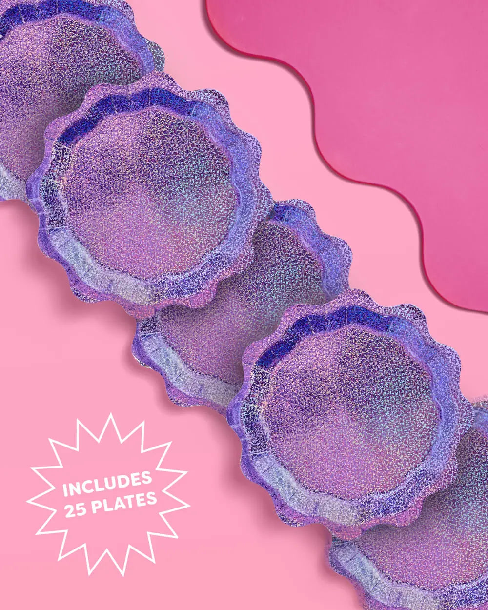 Purple Shimmer Plates - 25 paper plates xo, Fetti