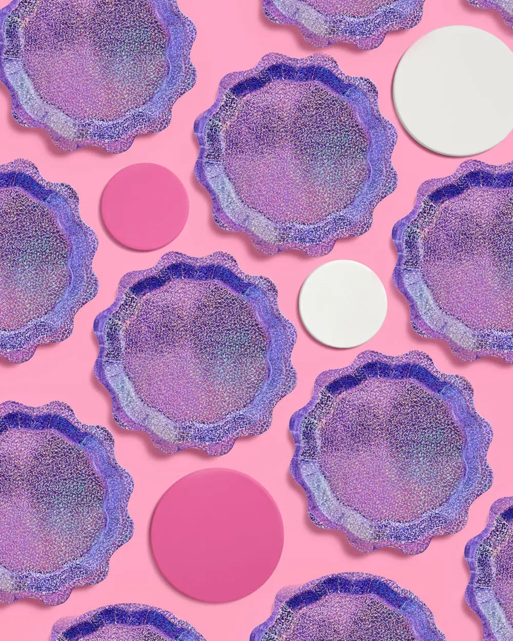 Purple Shimmer Plates - 25 paper plates xo, Fetti