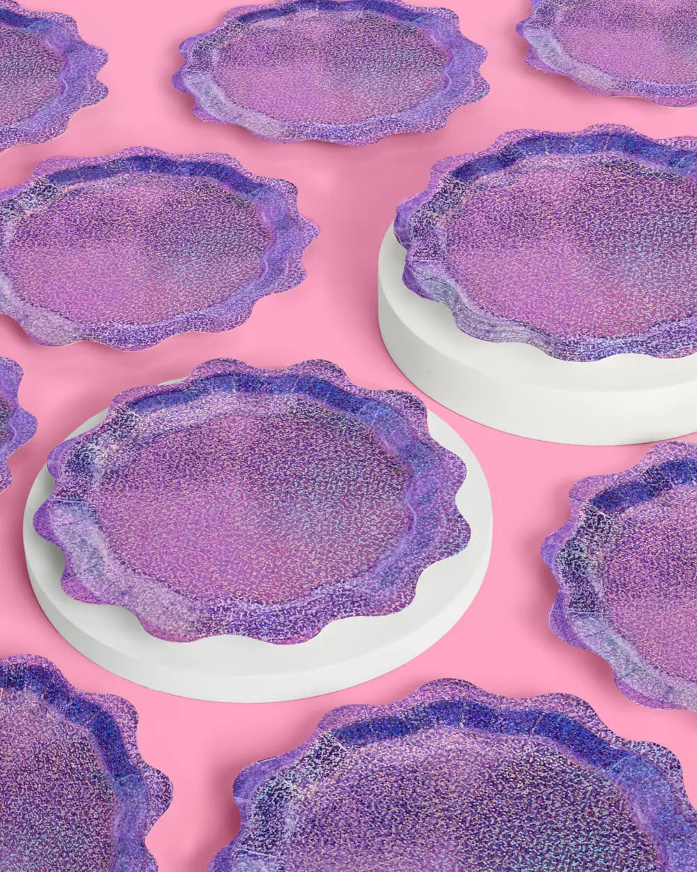 Purple Shimmer Plates - 25 paper plates xo, Fetti