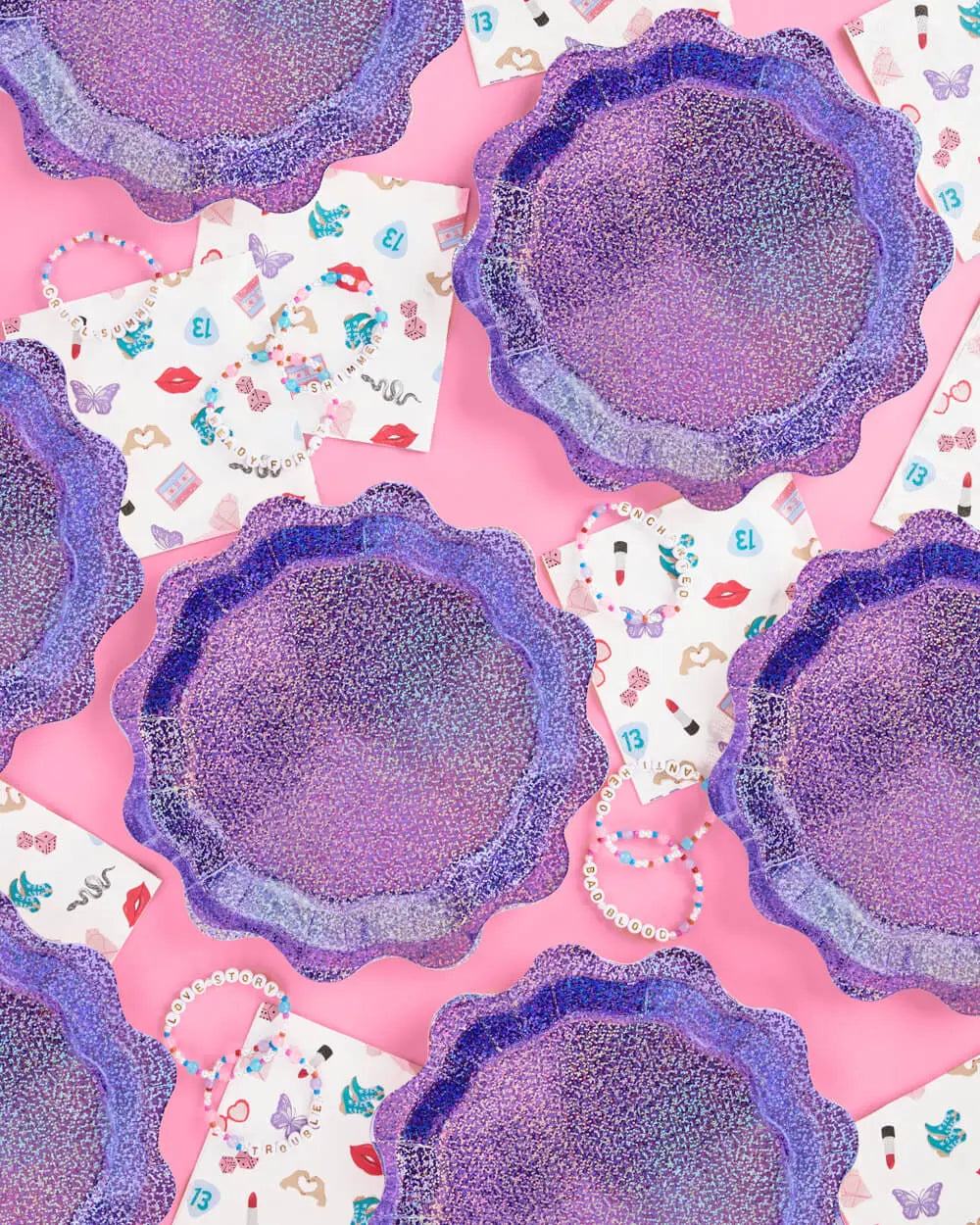 Purple Shimmer Plates - 25 paper plates xo, Fetti