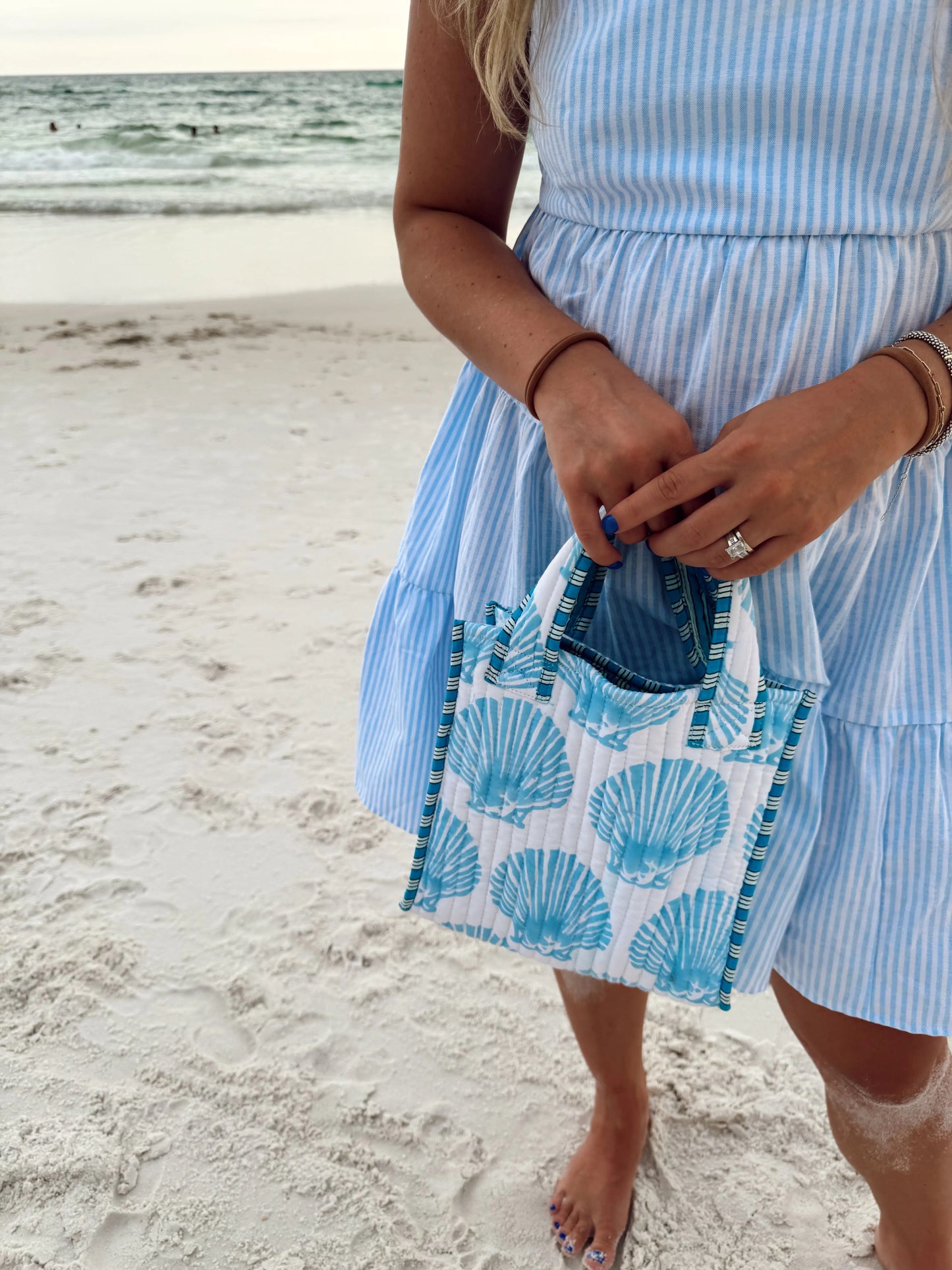 Quilted Block-Print Mini Tote Bag KenzKustomz