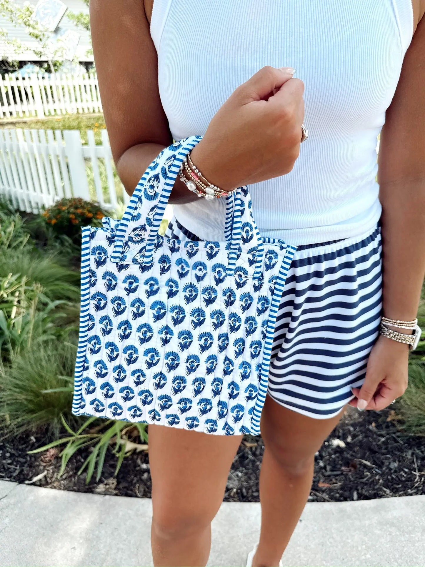 Quilted Block-Print Mini Tote Bag KenzKustomz