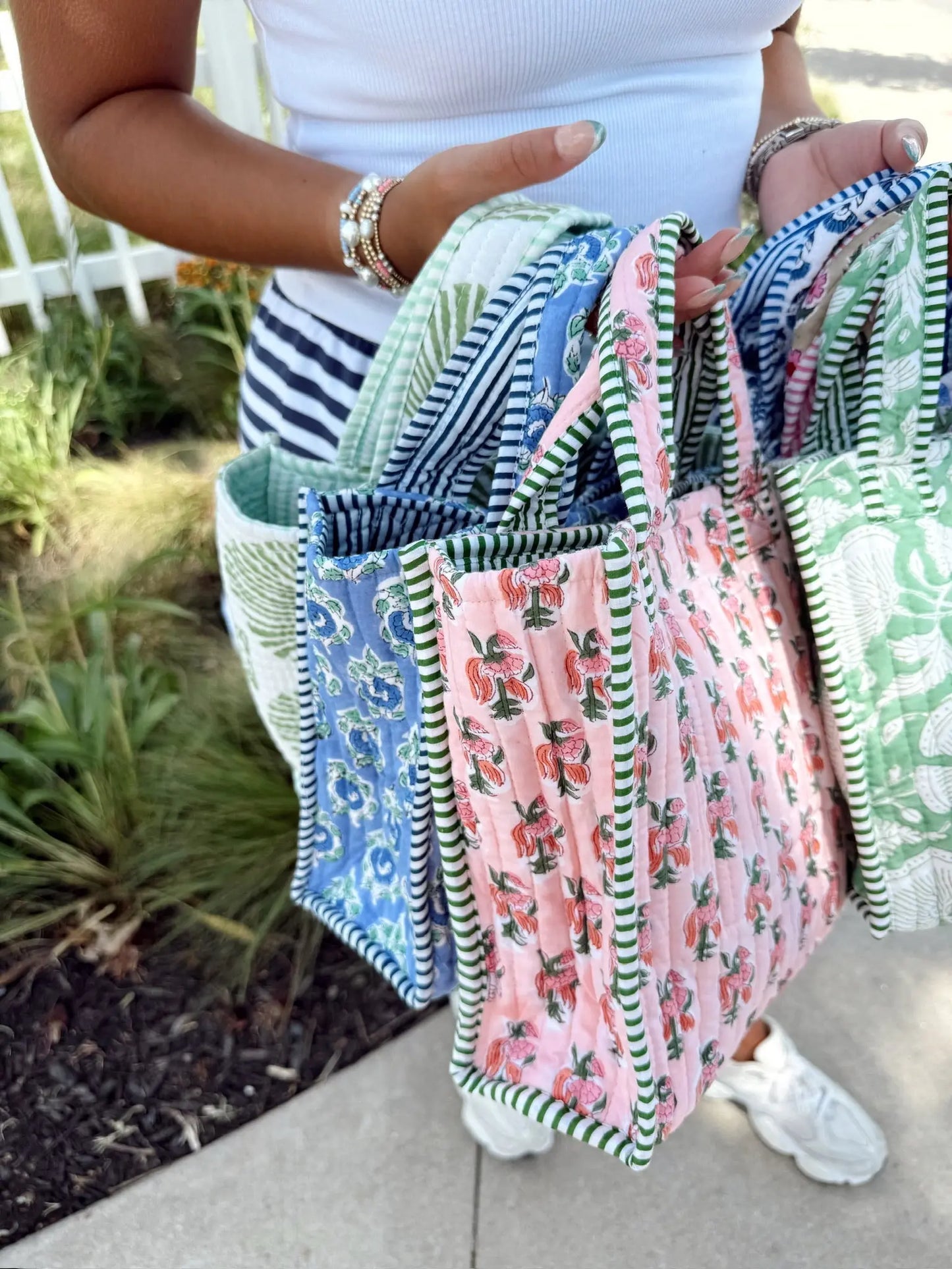 Quilted Block-Print Mini Tote Bag KenzKustomz
