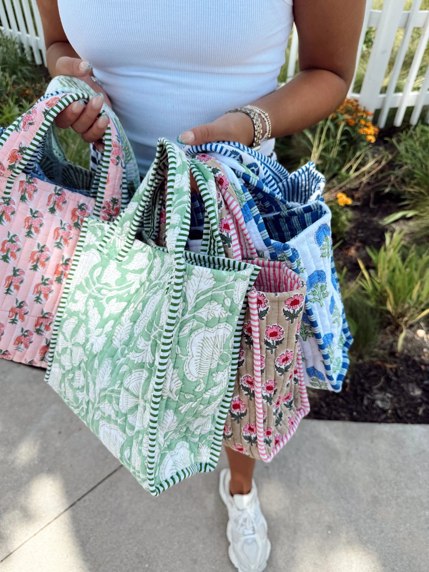 Quilted Block-Print Mini Tote Bag KenzKustomz