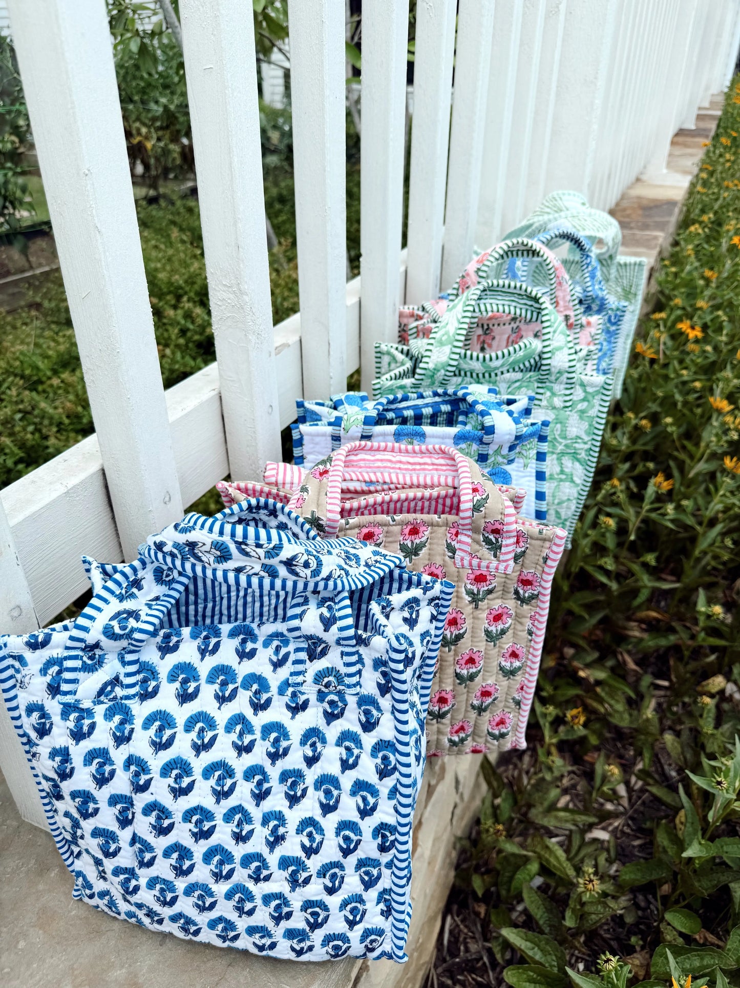 Quilted Block-Print Mini Tote Bag KenzKustomz