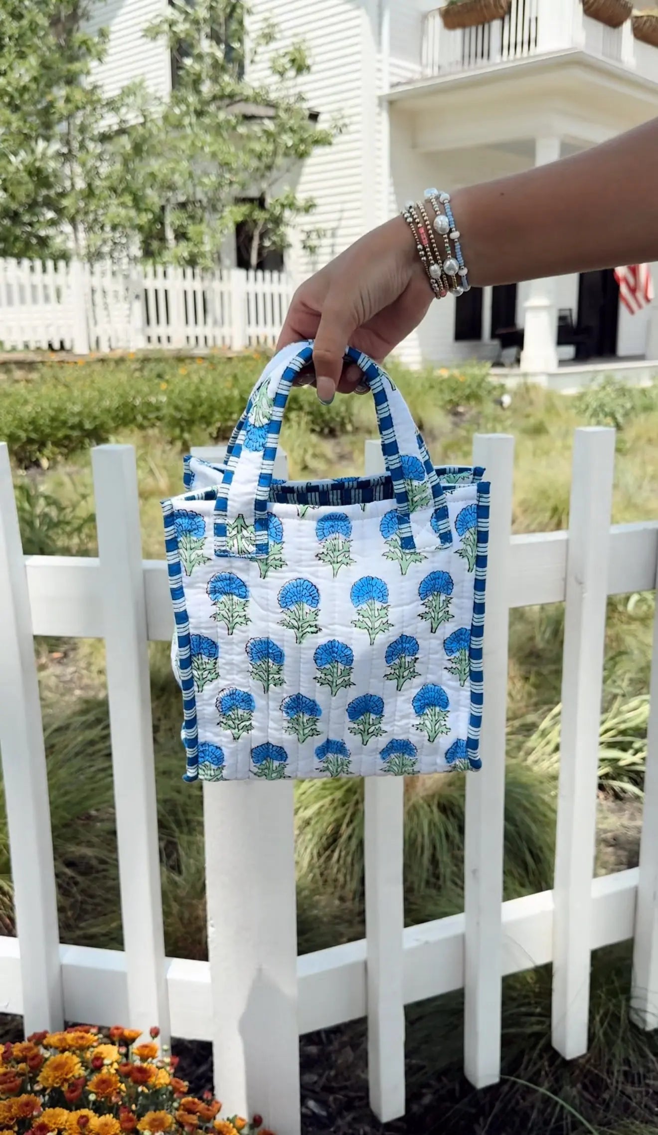 Quilted Block-Print Mini Tote Bag KenzKustomz