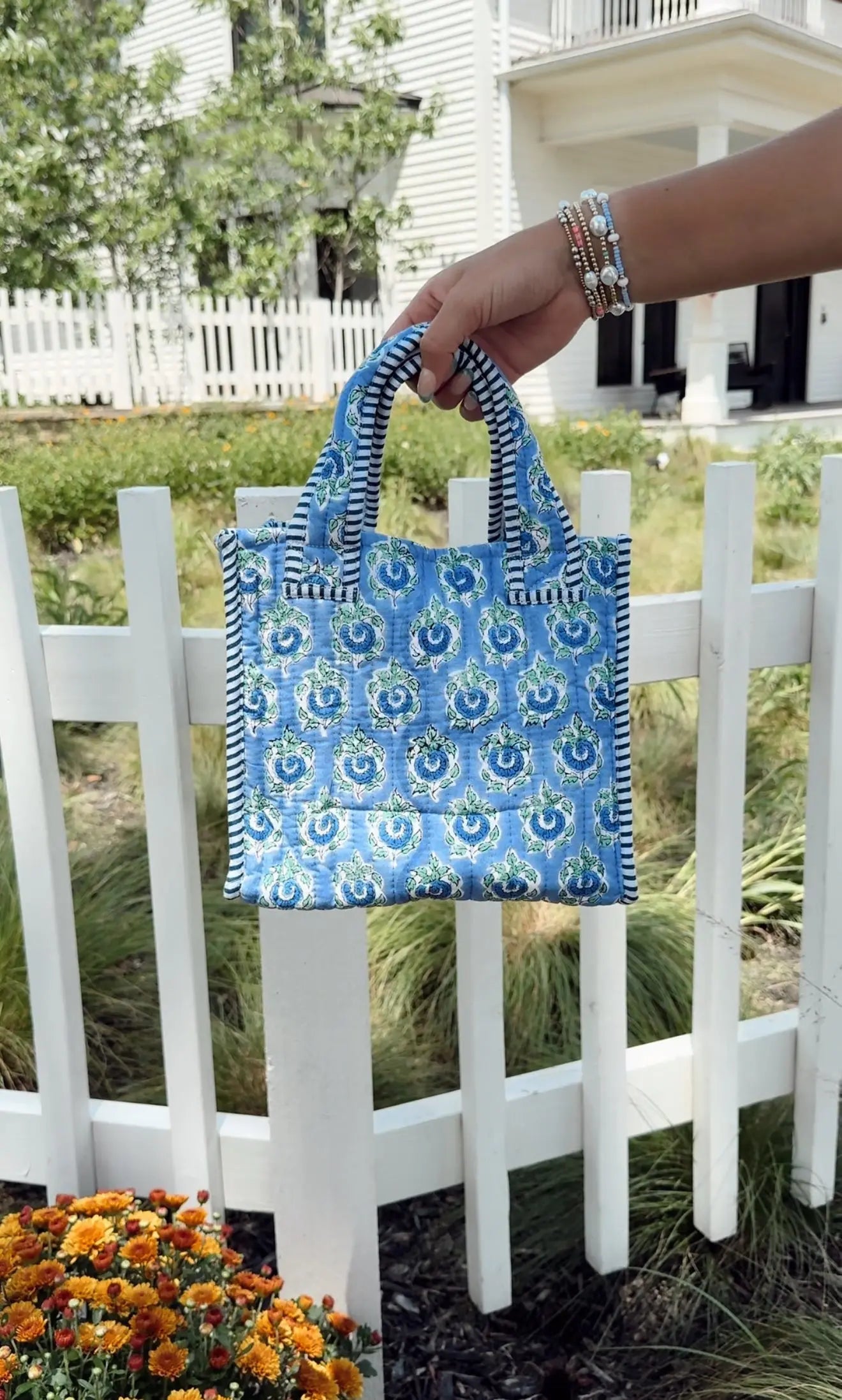 Quilted Block-Print Mini Tote Bag KenzKustomz