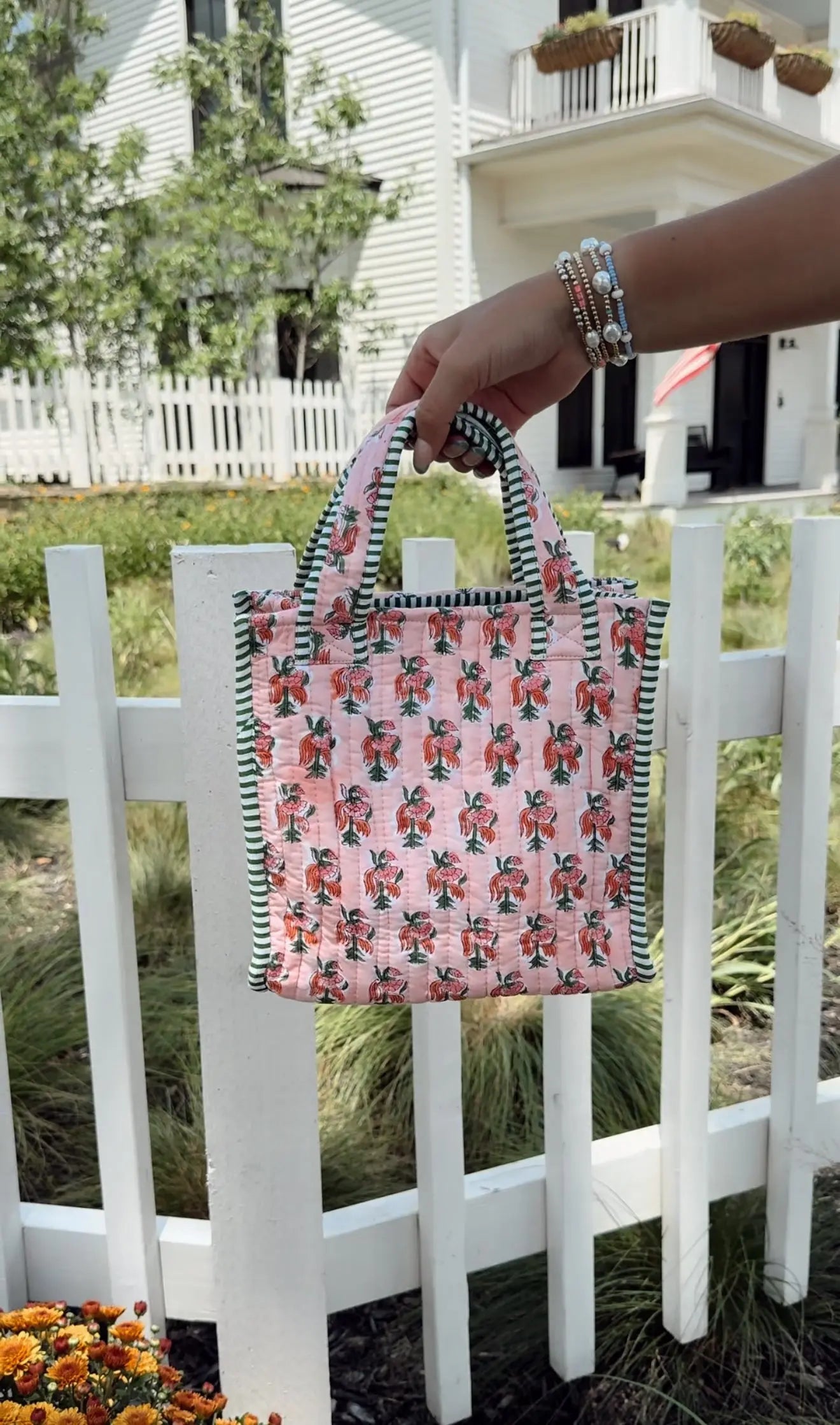 Quilted Block-Print Mini Tote Bag KenzKustomz