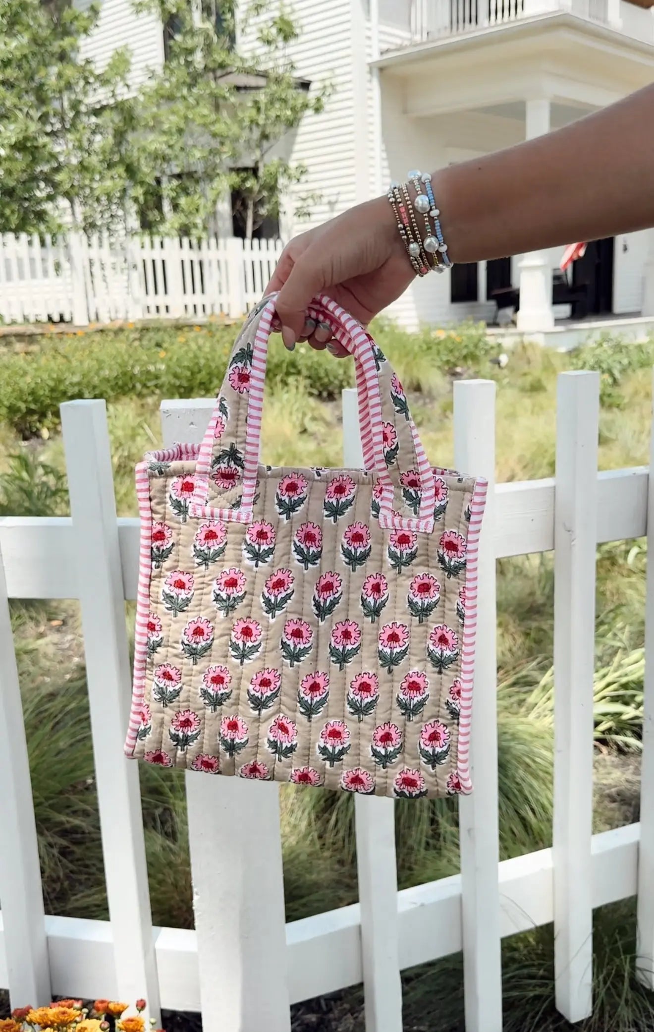 Quilted Block-Print Mini Tote Bag KenzKustomz