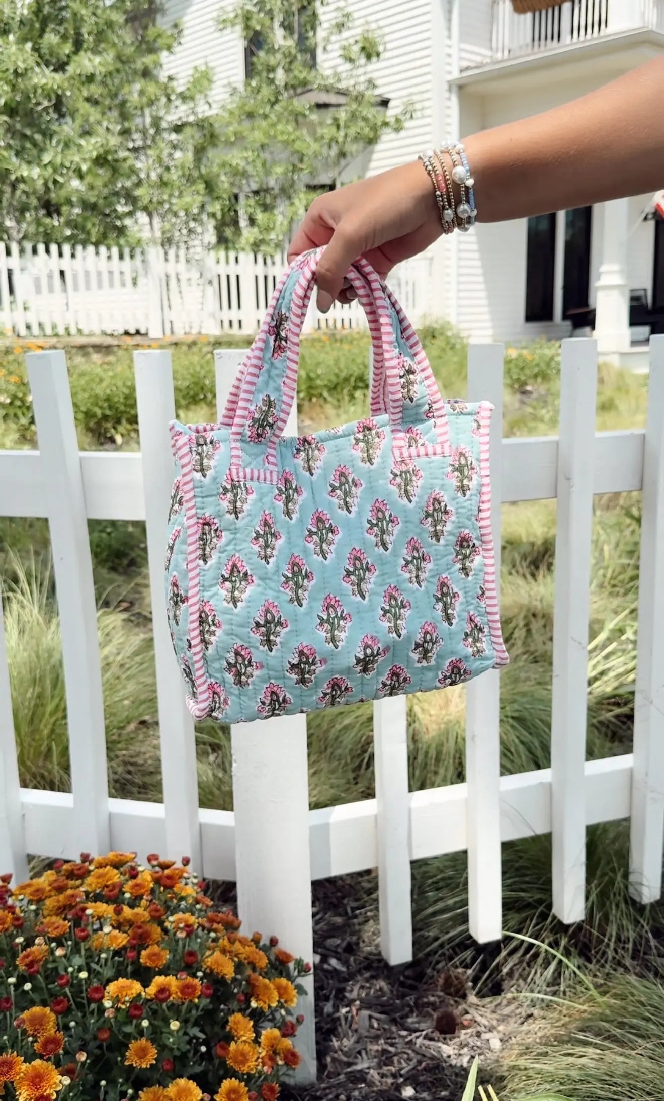 Quilted Block-Print Mini Tote Bag KenzKustomz