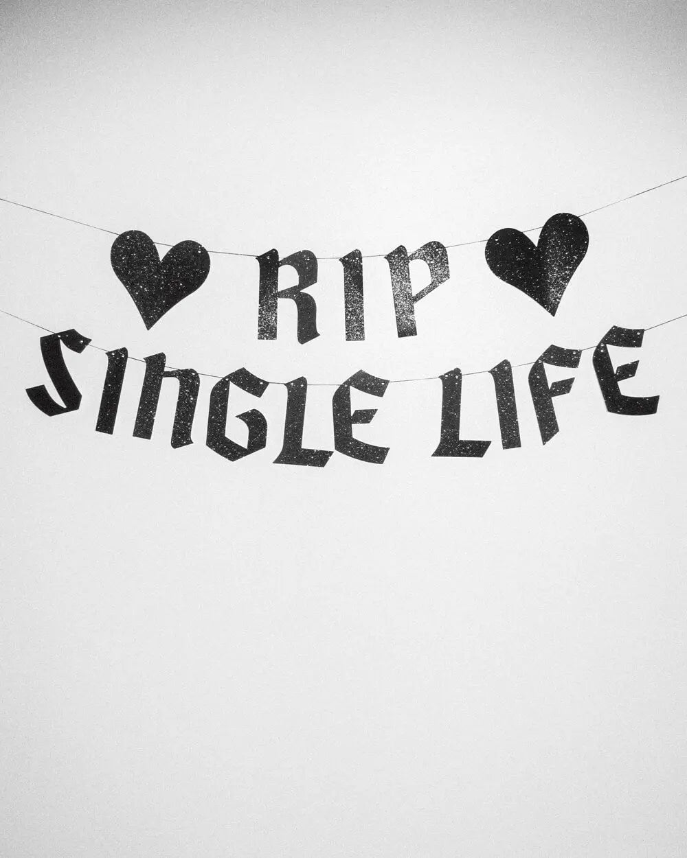 RIP Single Life Banner - black glitter banner xo, Fetti