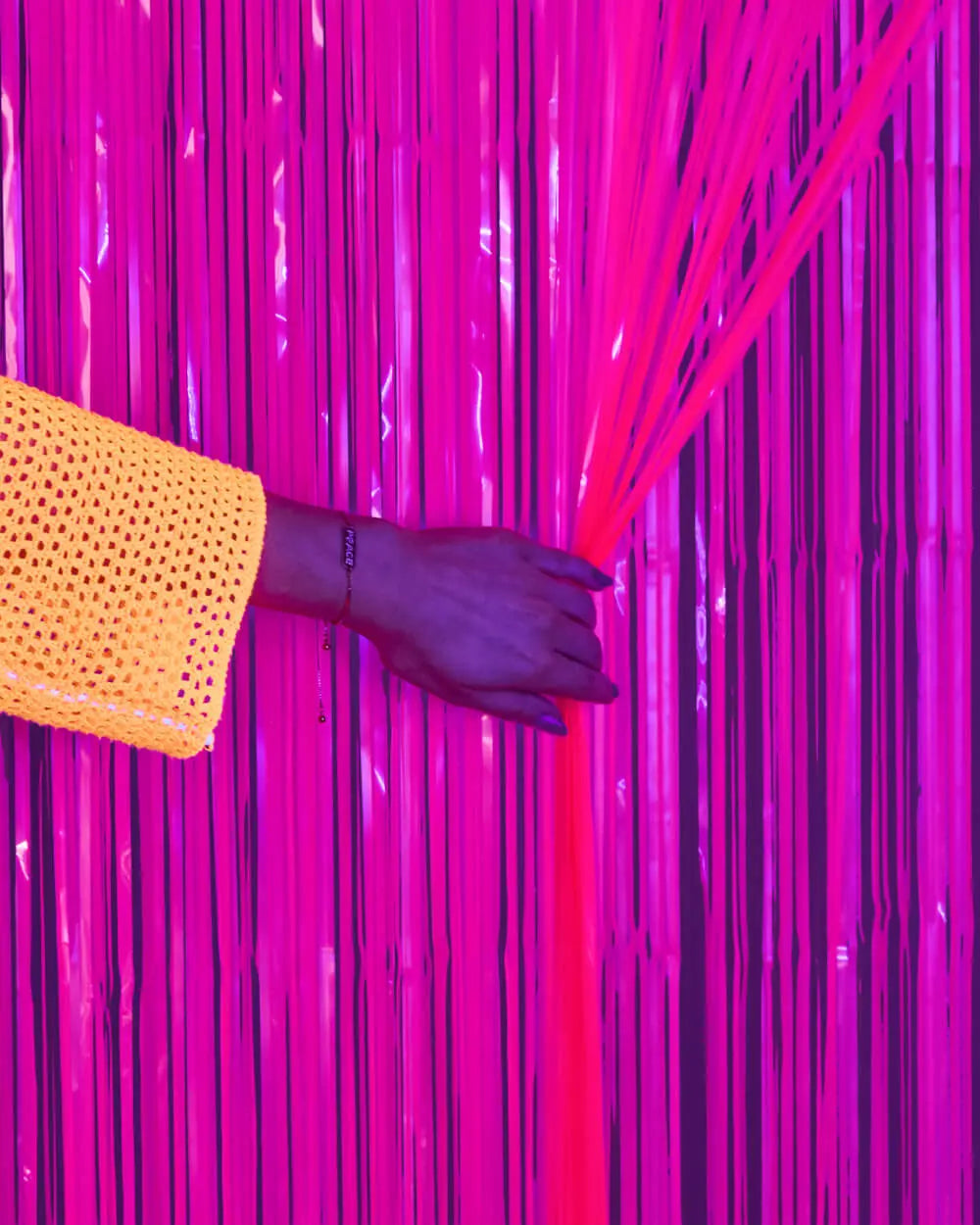 Rave Girl Glo Curtain - neon curtain xo, Fetti