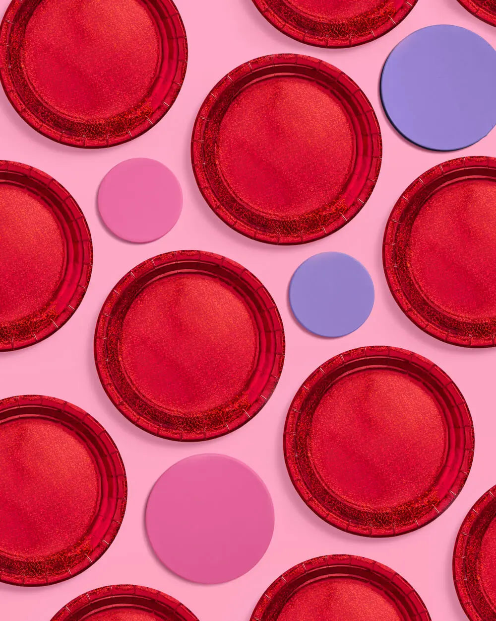 Red Shimmer Plates - 25 paper plates xo, Fetti