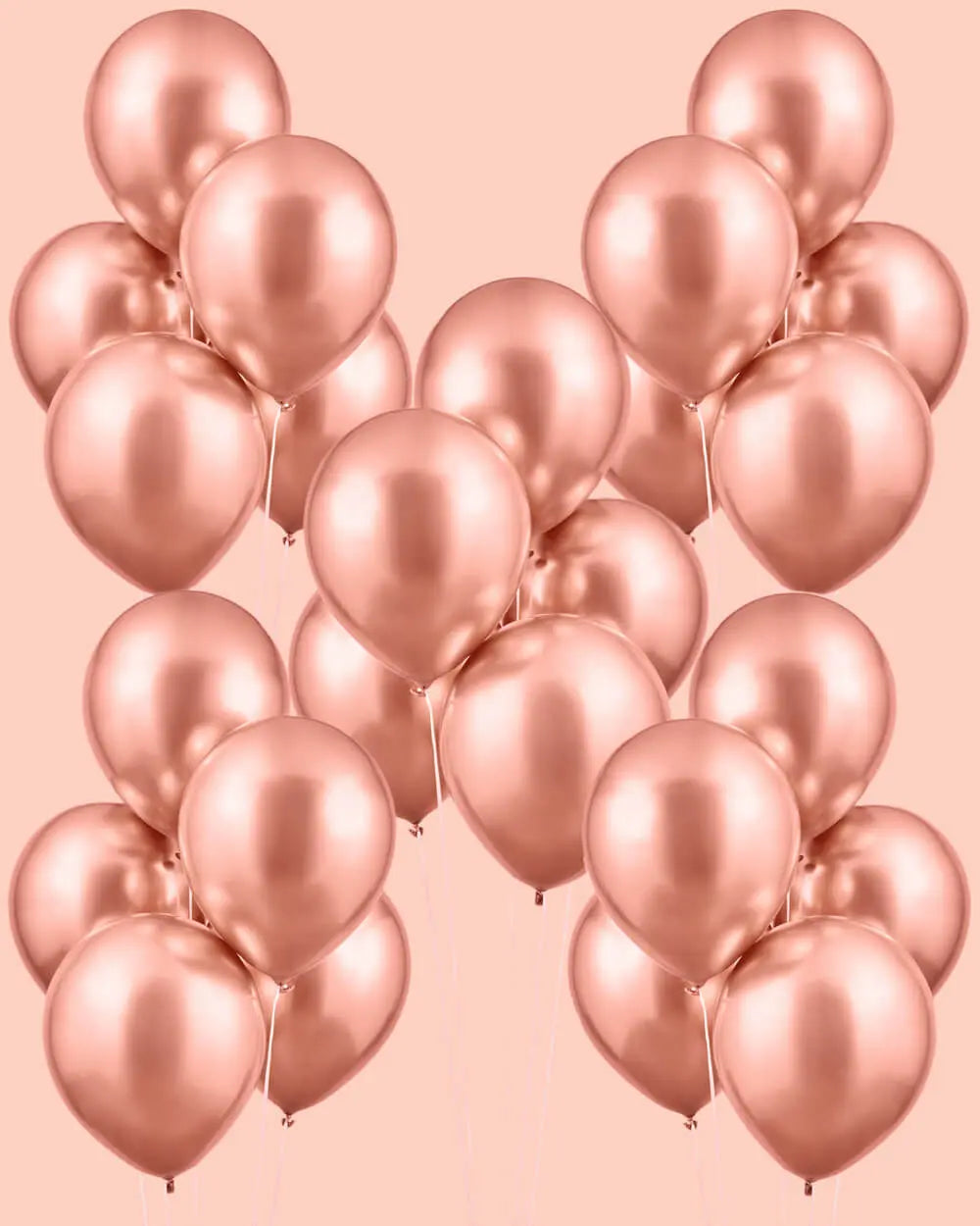 Rose Gold Chrome Pack - 25 metallic balloons xo, Fetti