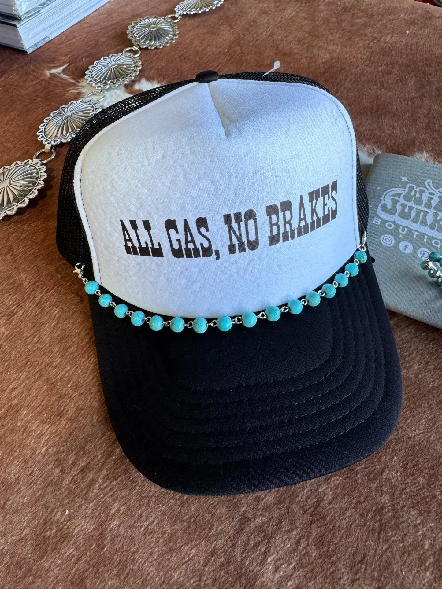 Round Turquoise Bead Trucker Hat Chain Wild Junkie