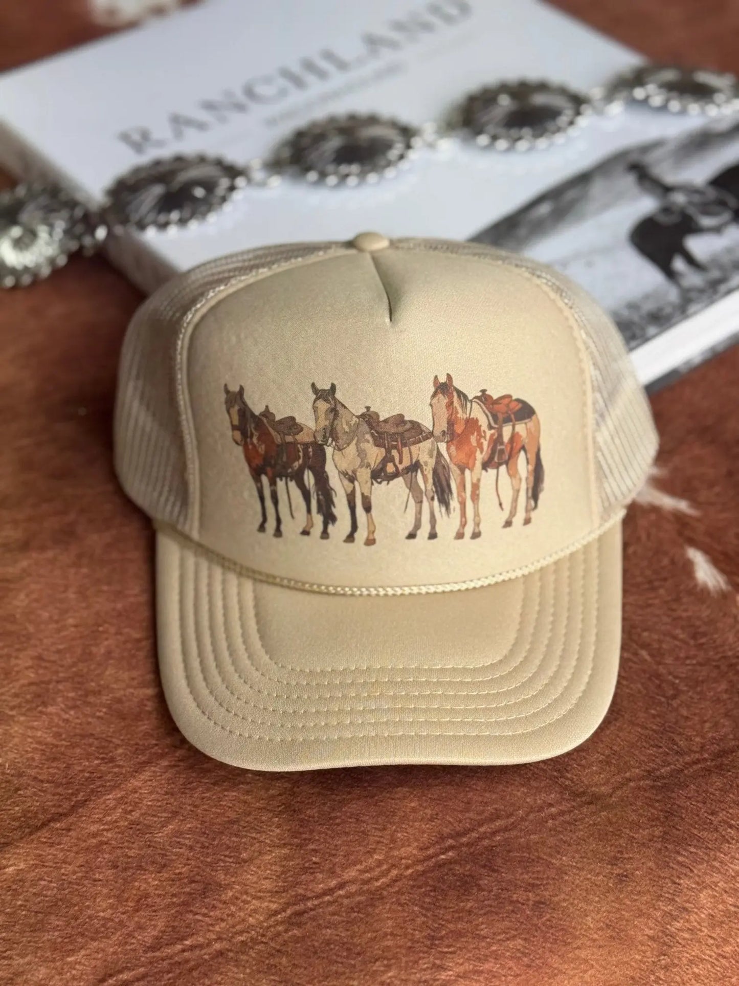 Saddled Horses Trucker Hat Wild Junkie