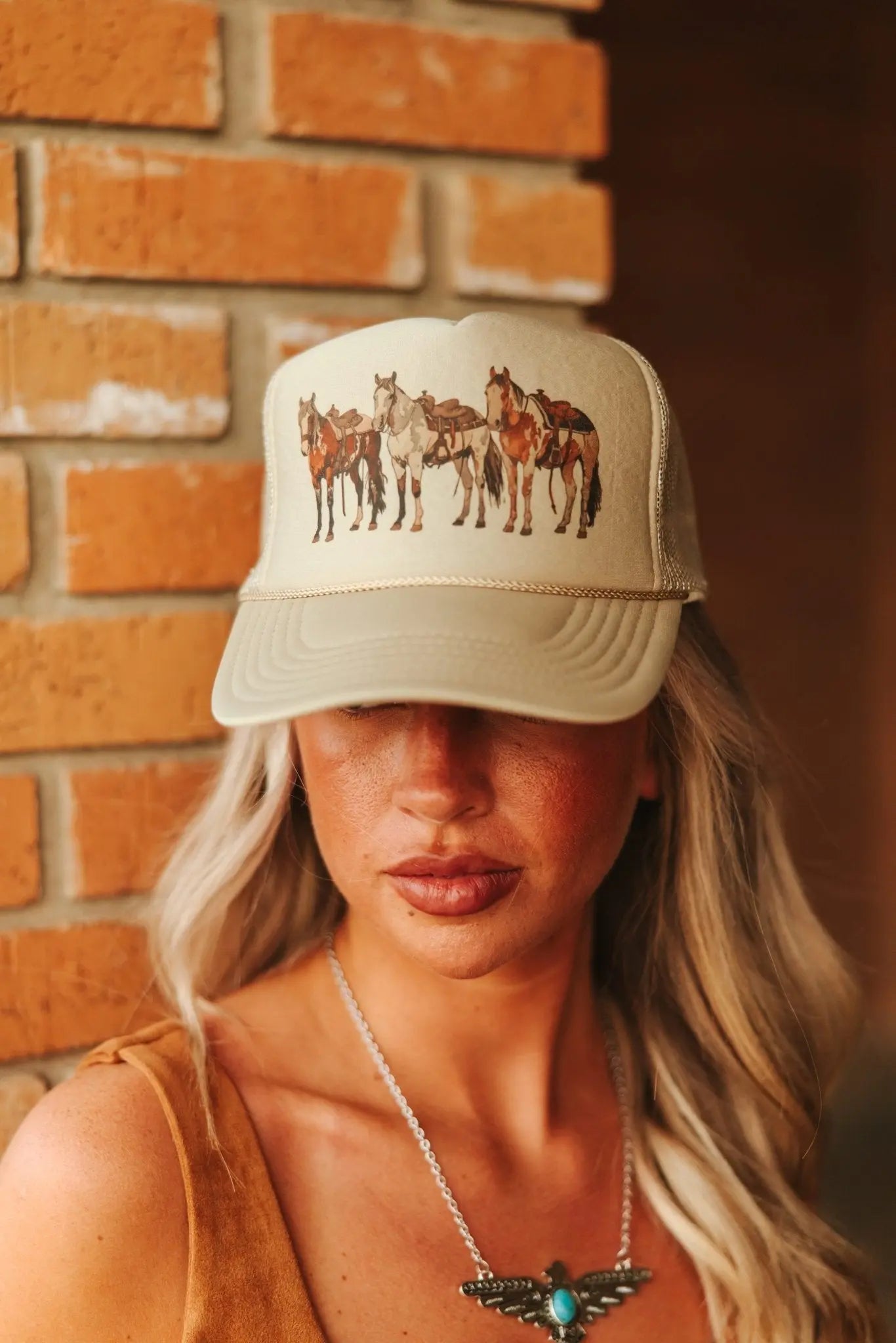 Saddled Horses Trucker Hat Wild Junkie